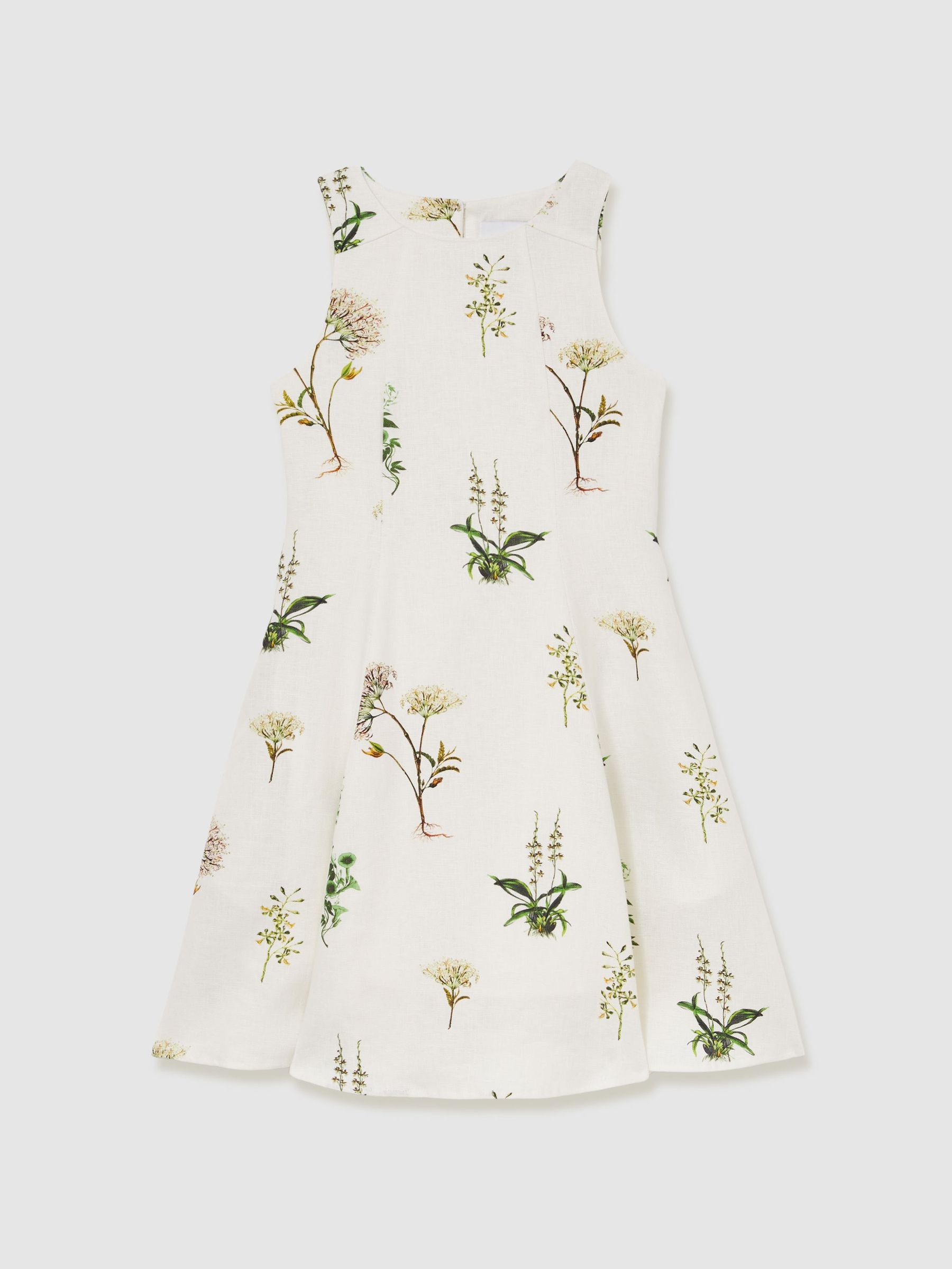 13-14 yrs Reiss | NYBG Linen Floral Flared Dress in Ivory (F04058) | €160