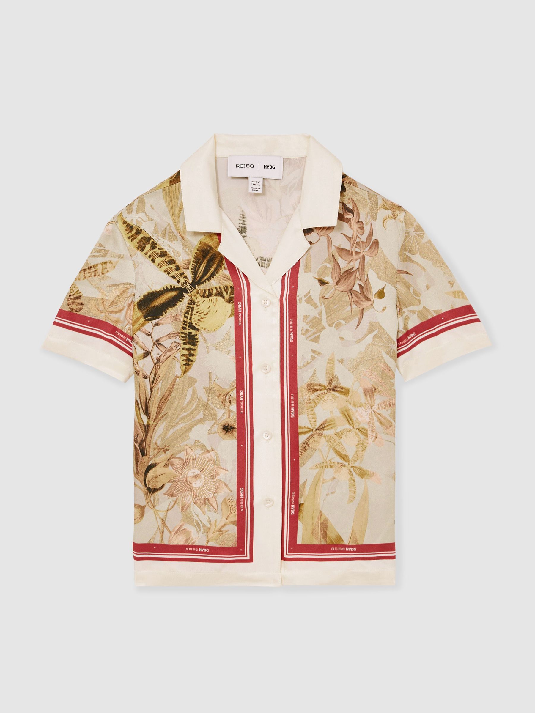 13-14 yrs Reiss | NYBG Satin Floral-Print Shirt in Khaki (F04064) | HK$950