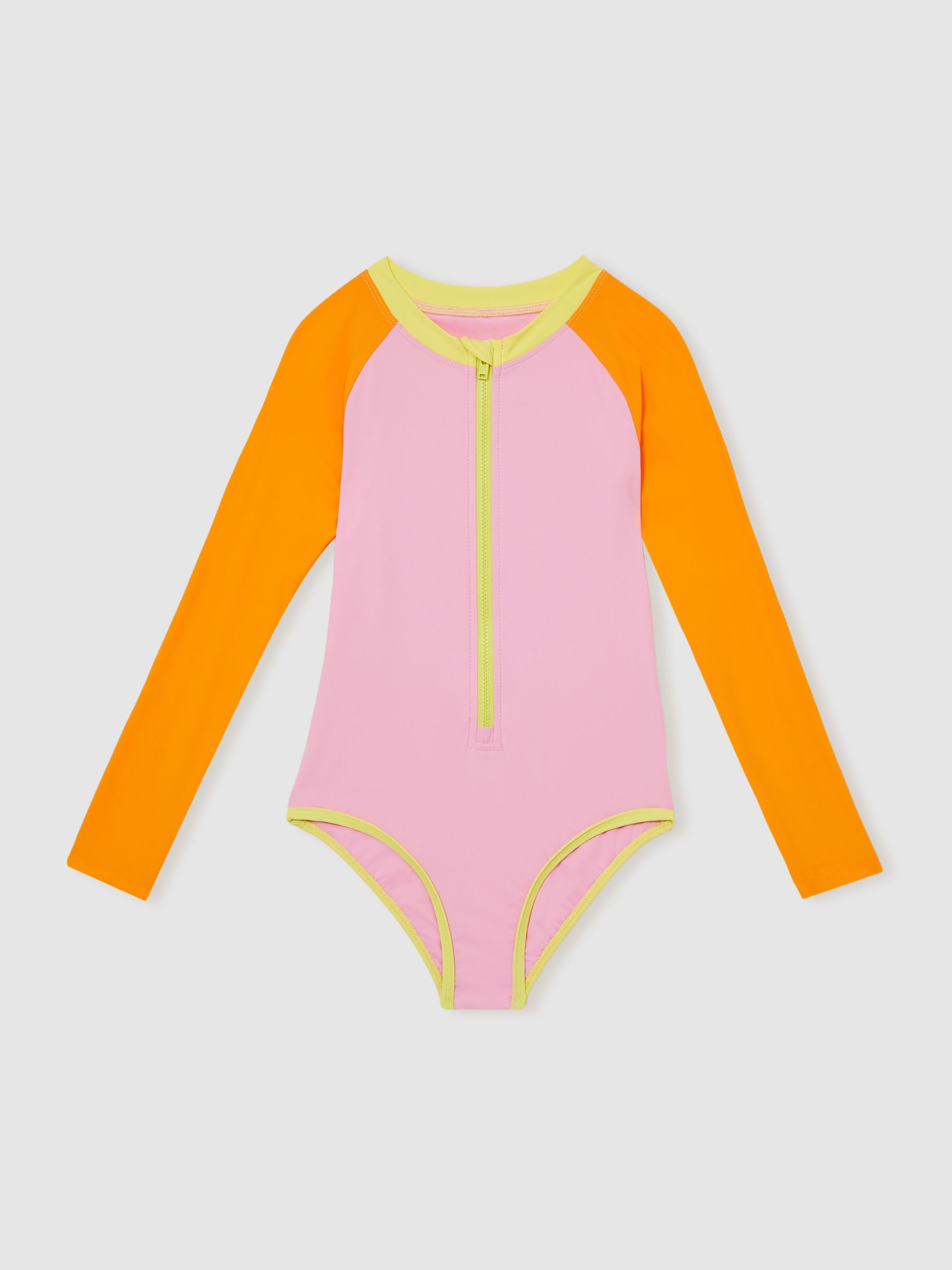 13-14 yrs Colour-Block Long-Sleeve Swimsuit in Multi (F05142) | 171 QAR