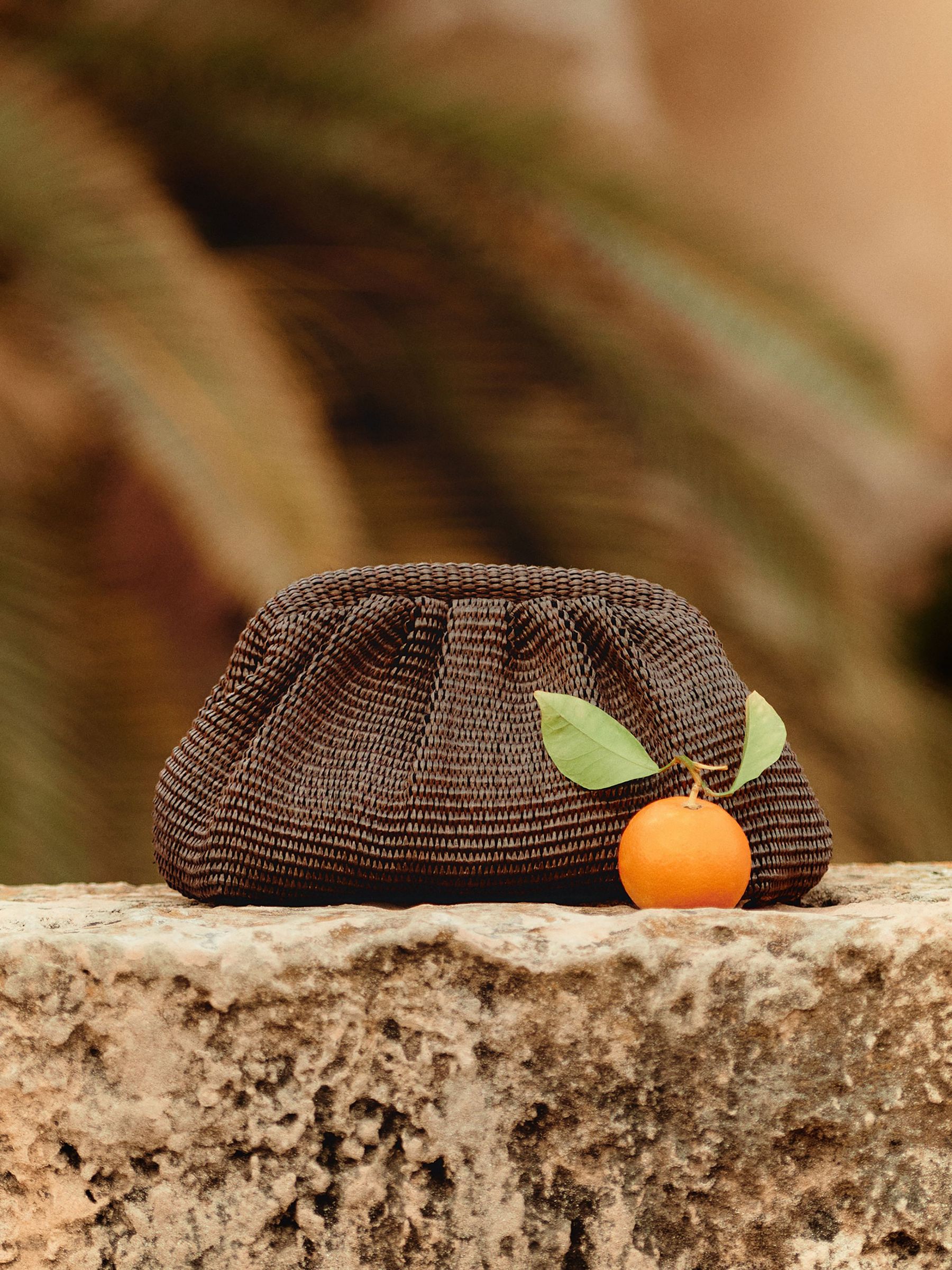 Raffia Clutch Bag in Chocolate (F05147) | €140