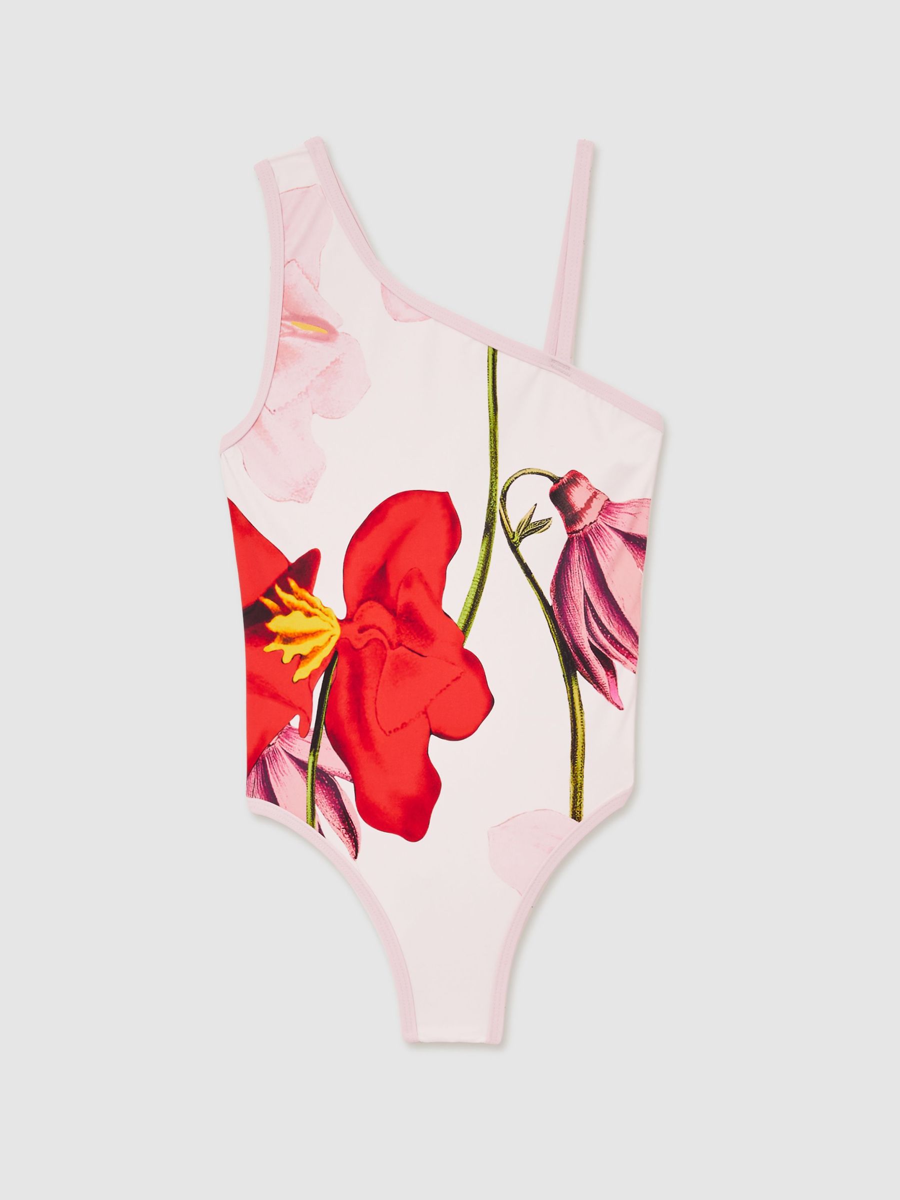 13-14 yrs Reiss | NYBG Floral One-Shoulder Swimsuit in Ivory (F05149) | € 70