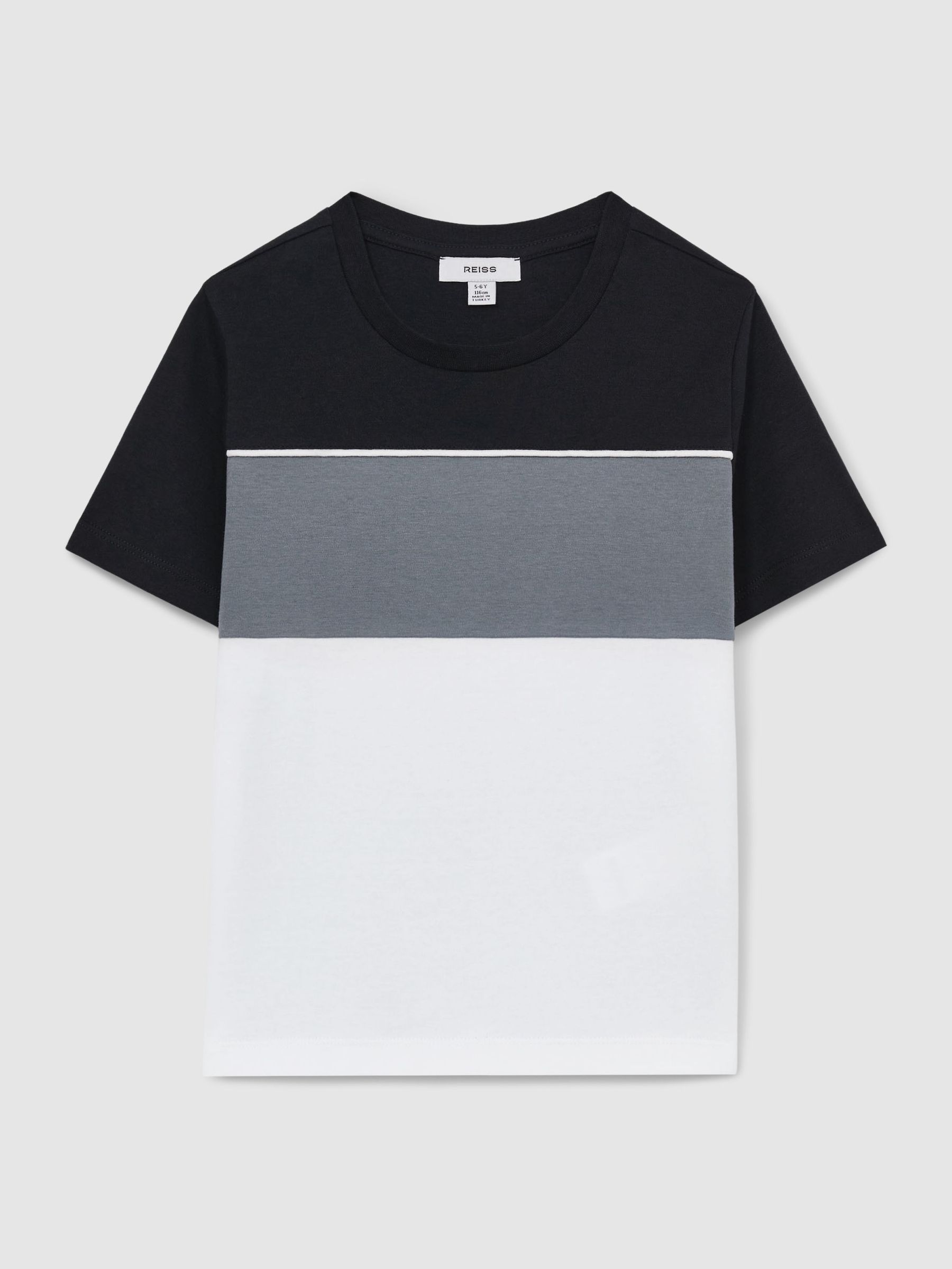 13-14 yrs Cotton Colour-Block Piped T-Shirt in Airforce Blue Multi (F06904) | €30
