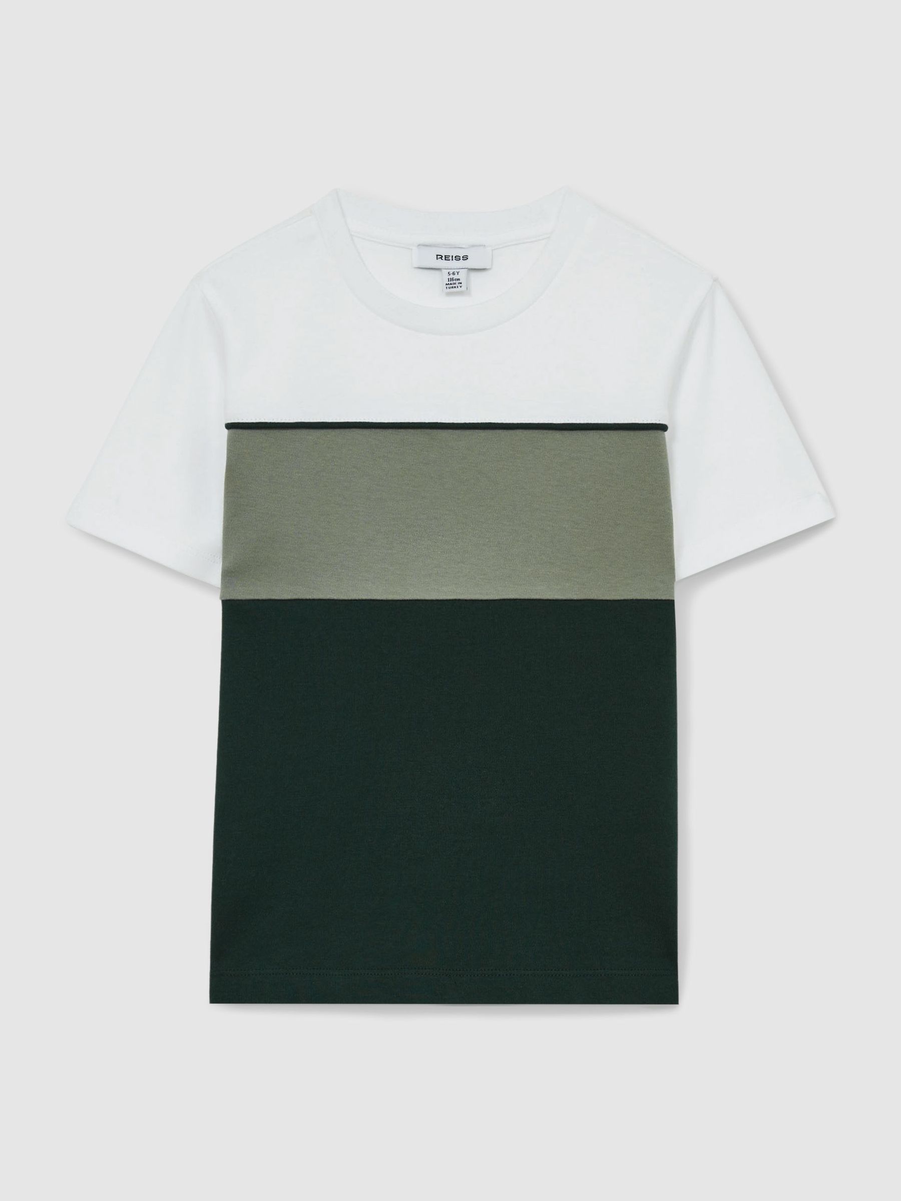 13-14 yrs Cotton Colour-Block Piped T-Shirt in Sage Multi (F06908) | €30