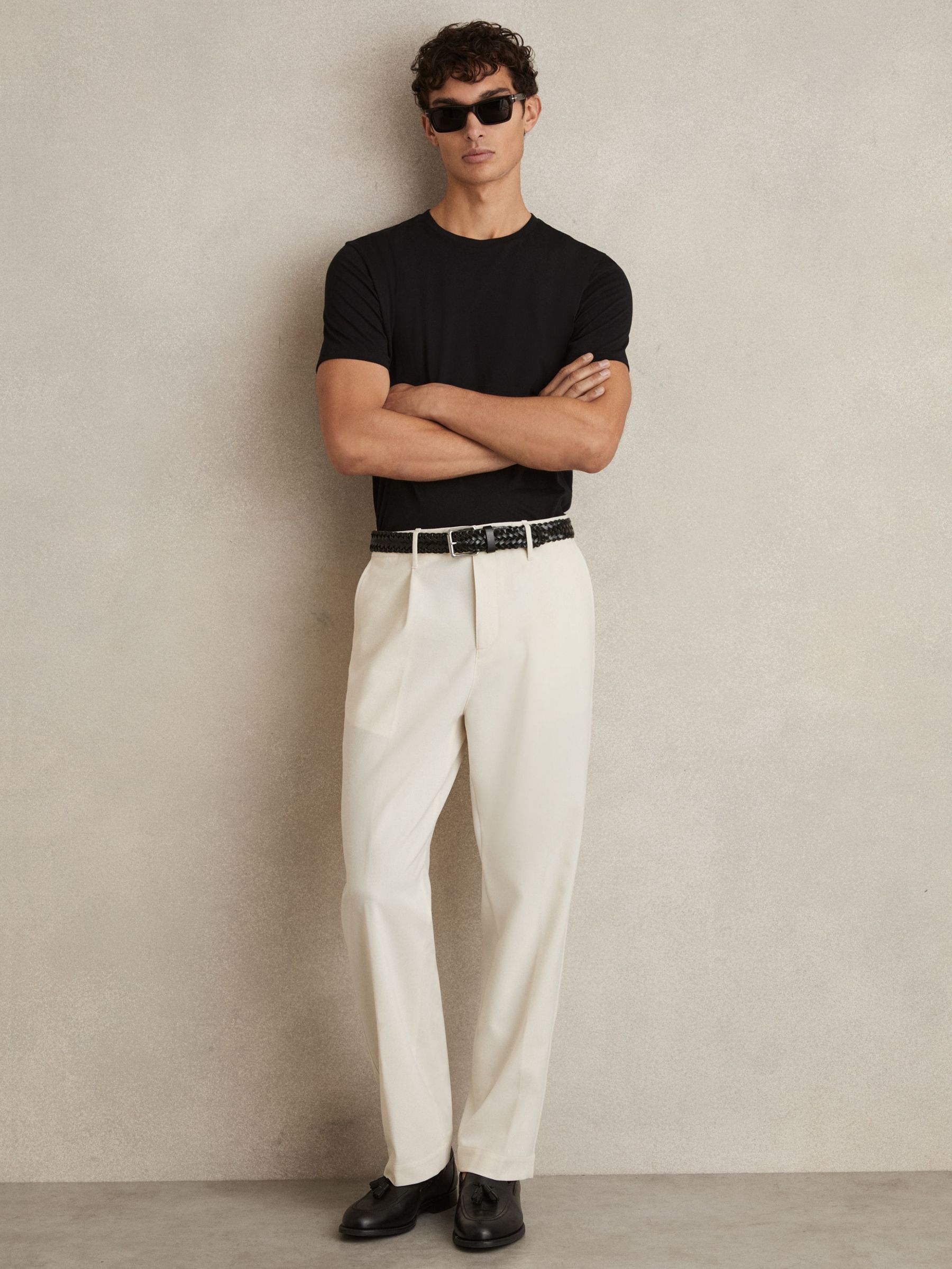 Straight-Leg Trousers in Off White (F06912) | 840 SAR