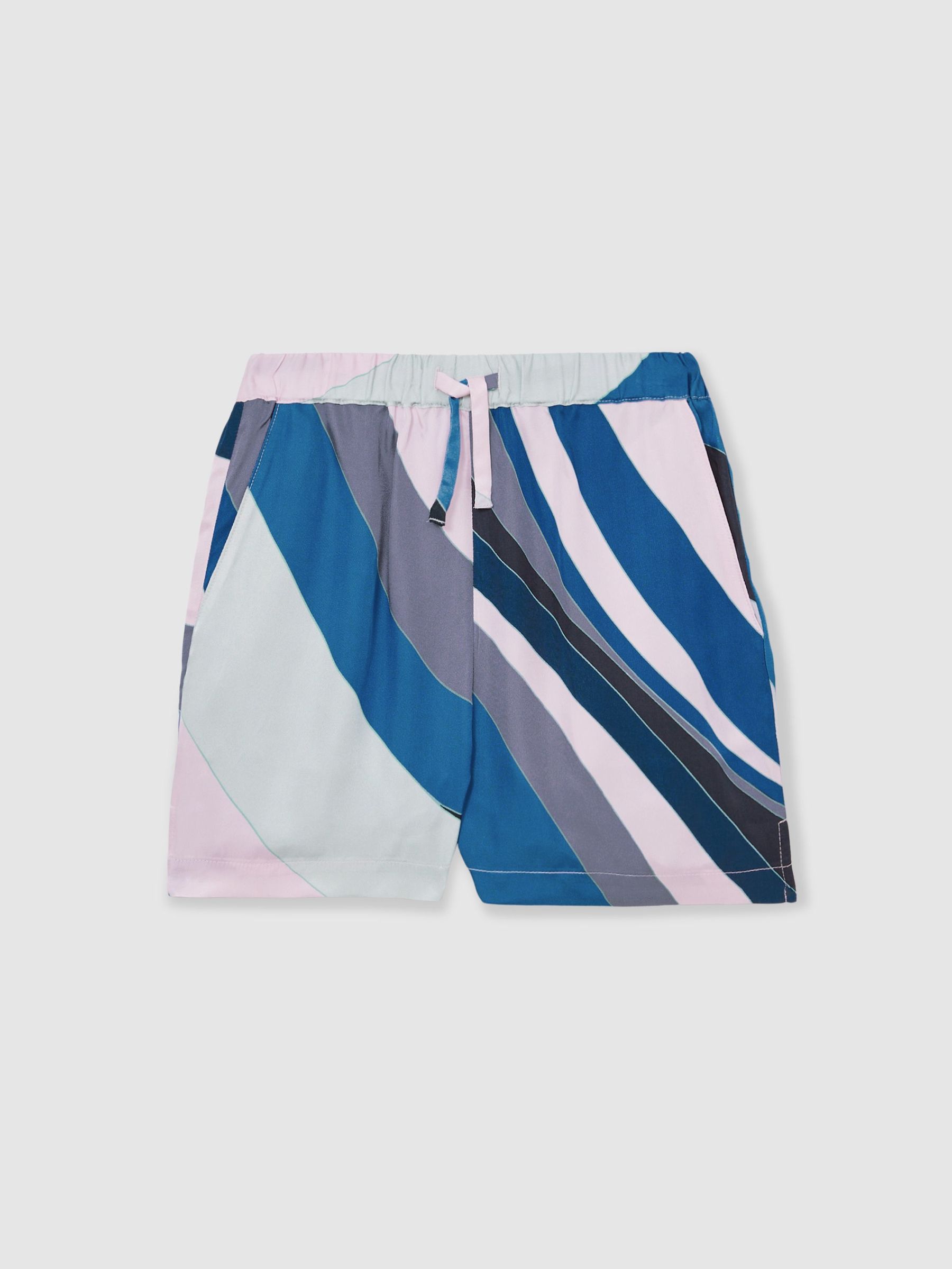 Printed Drawstring-Waist Shorts in Blue Print (F06914) | €60