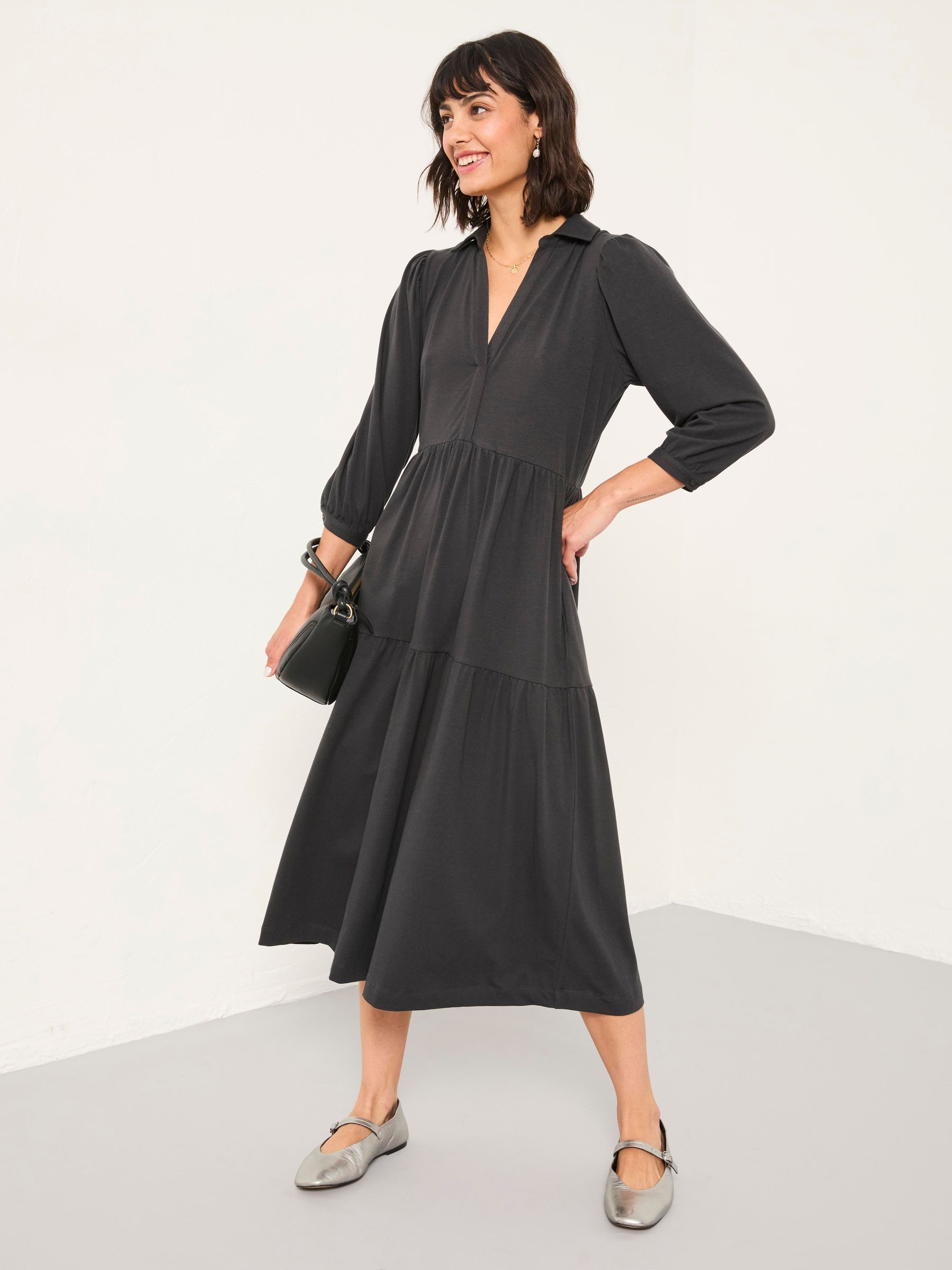 Lola Charcoal Grey Regular Jersey Midi Dress (F07521) | €77.50