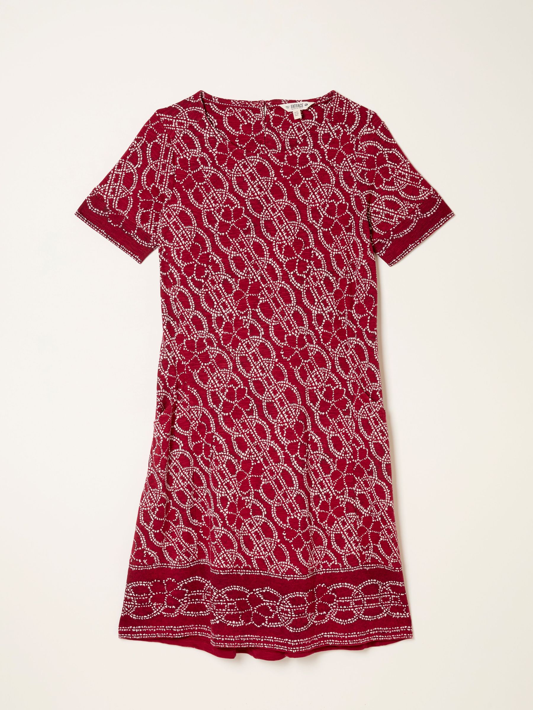 Simone Red Texture Floral Regular Jersey Dress (F07542) | $85
