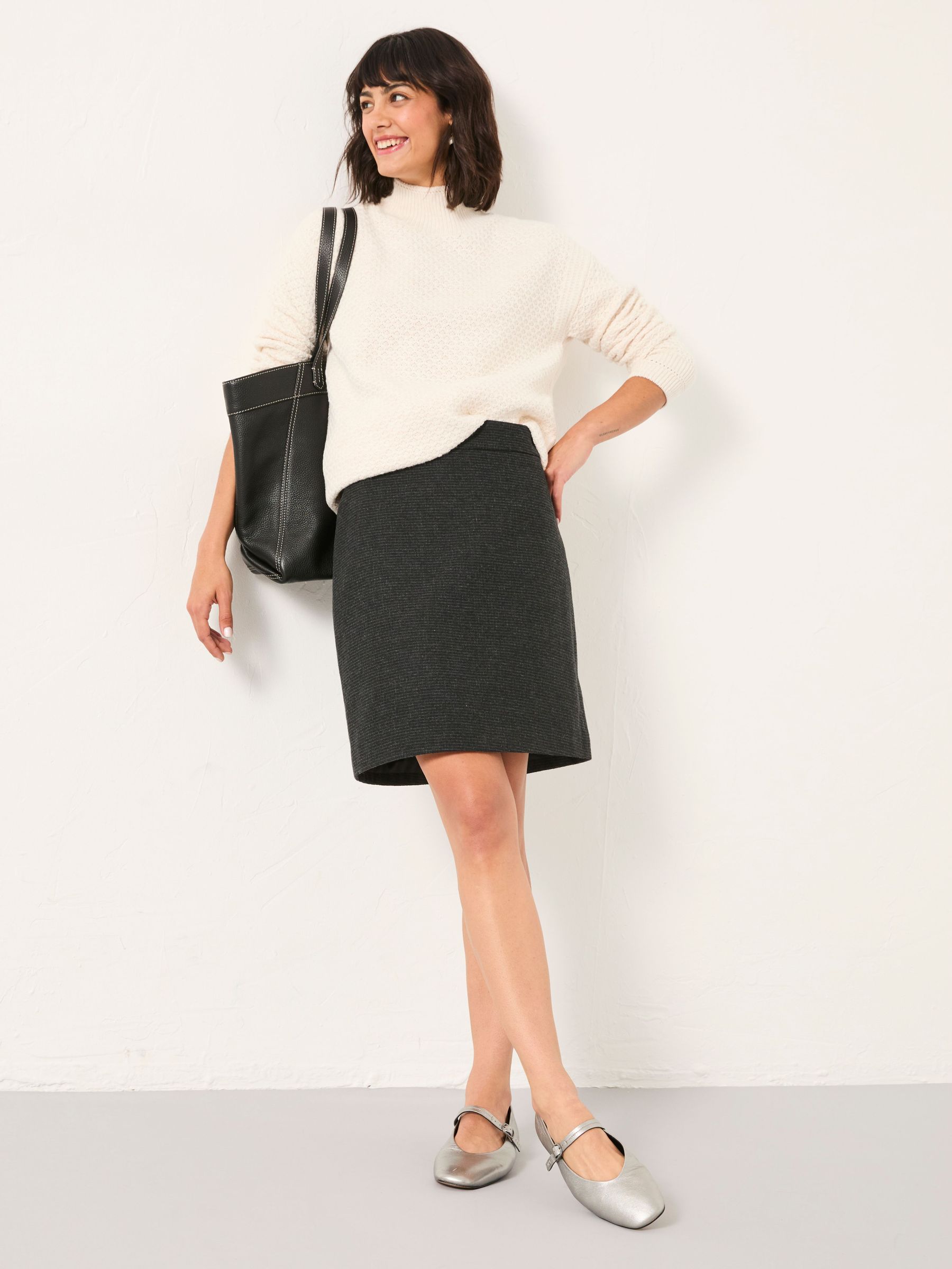 Jess Charcoal Grey Tweed Skirt (F07548) | €68.50