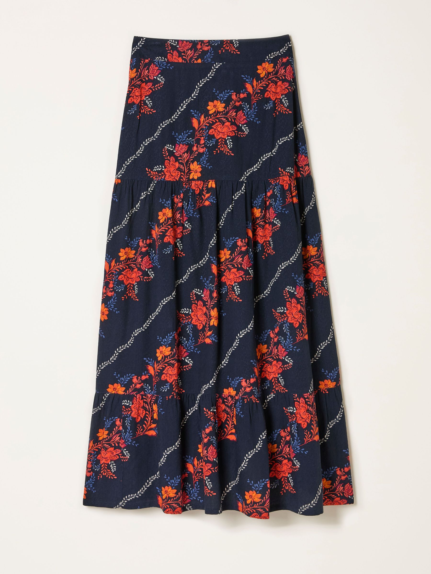 Anika Navy Folk Floral Midi Skirt (F07552) | €72.50