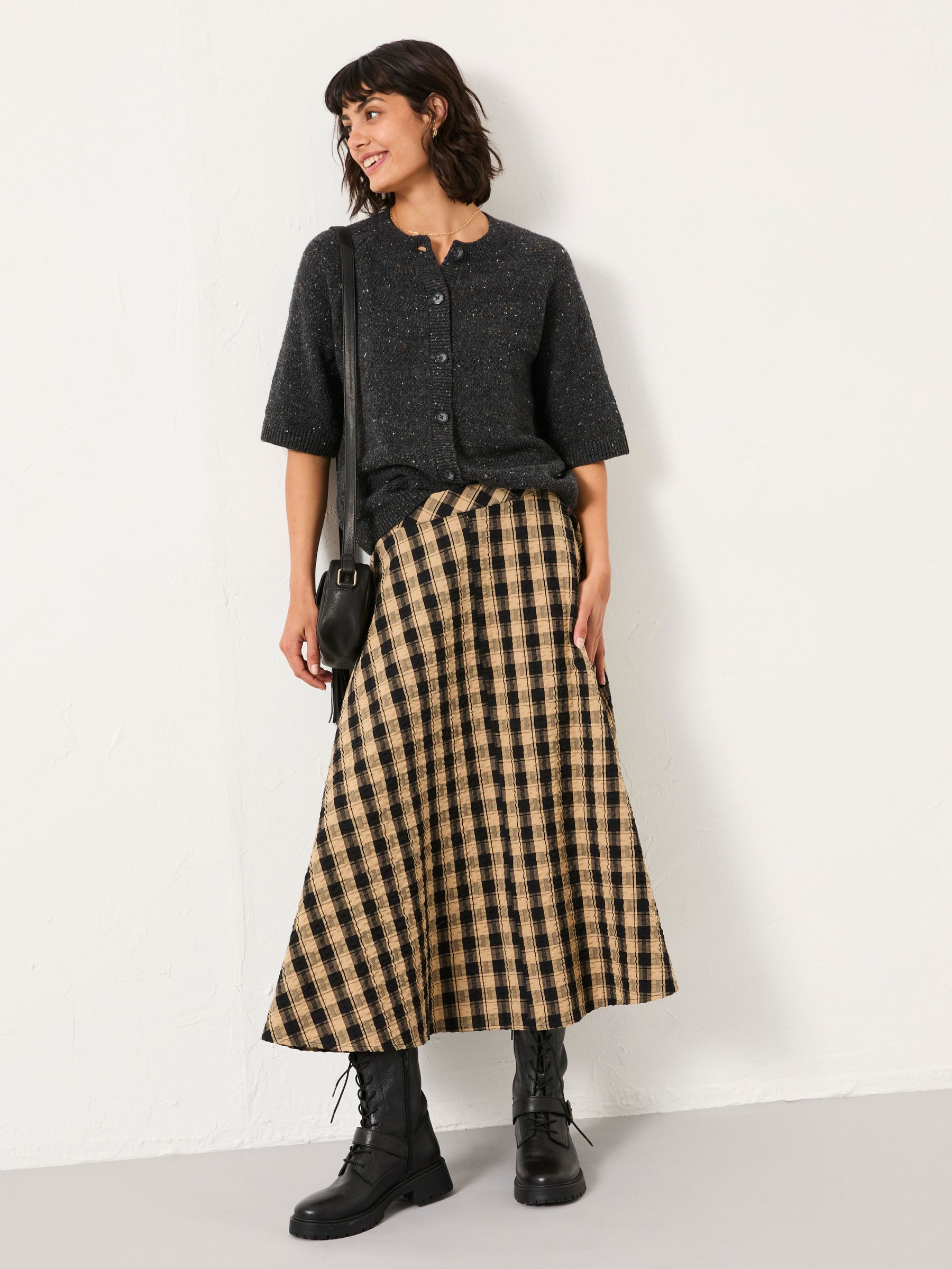 Tilda Black Check Midi Skirt (F07553) | €72.50