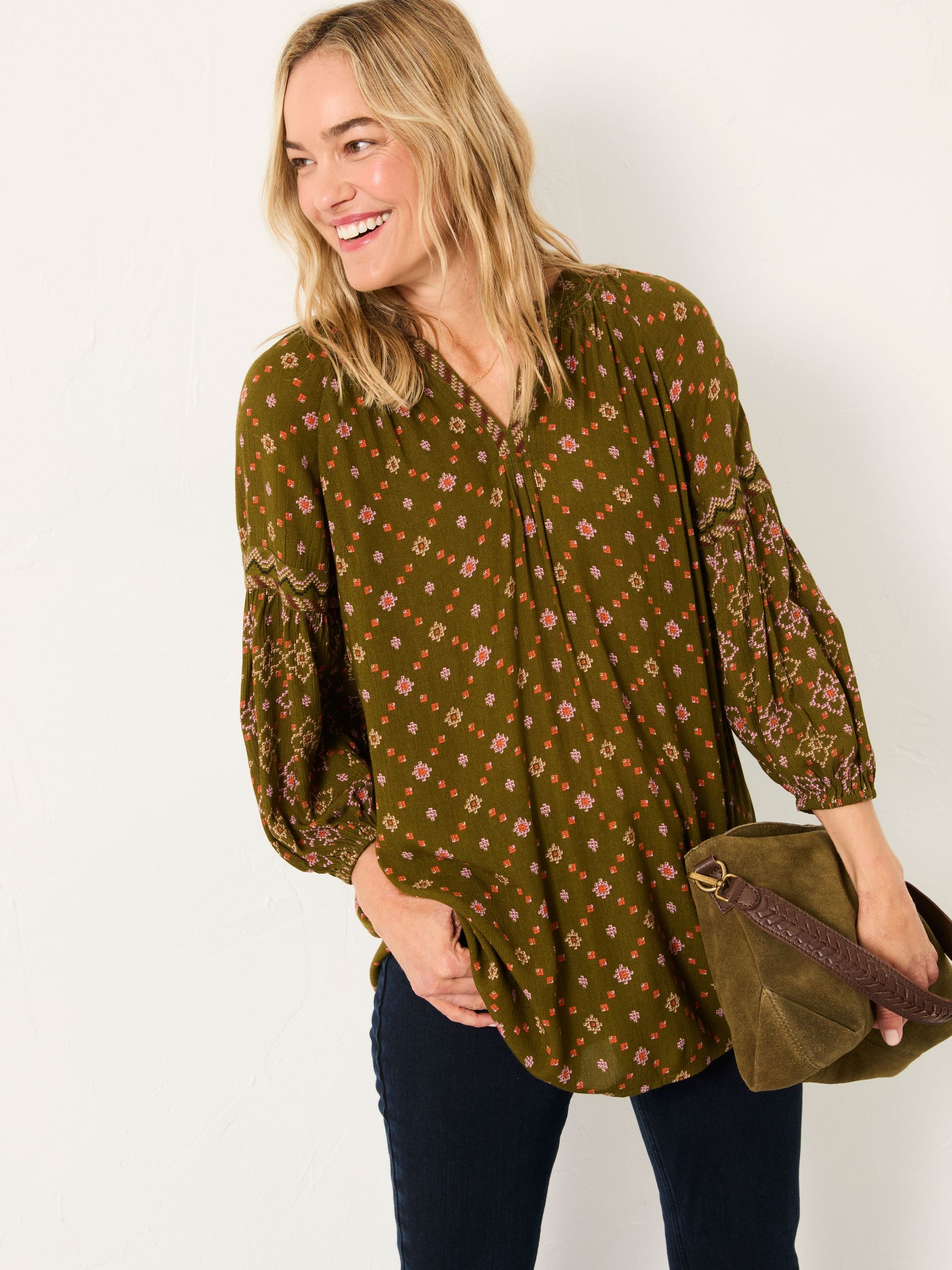 Charlie Olive Green Stitch Tunic (F07578) | $85