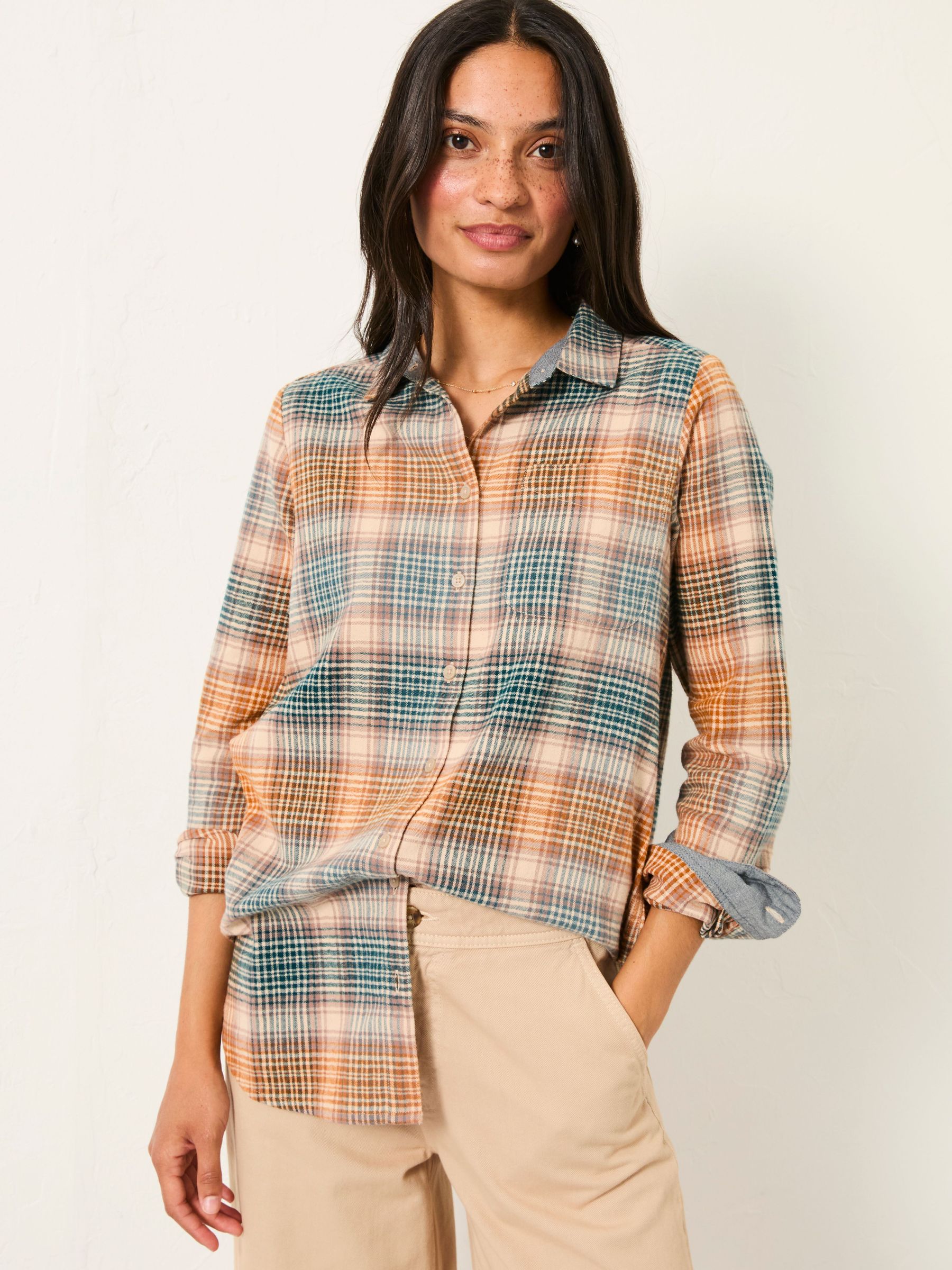 Olivia Tan Brown Check Shirt (F07580) | $85