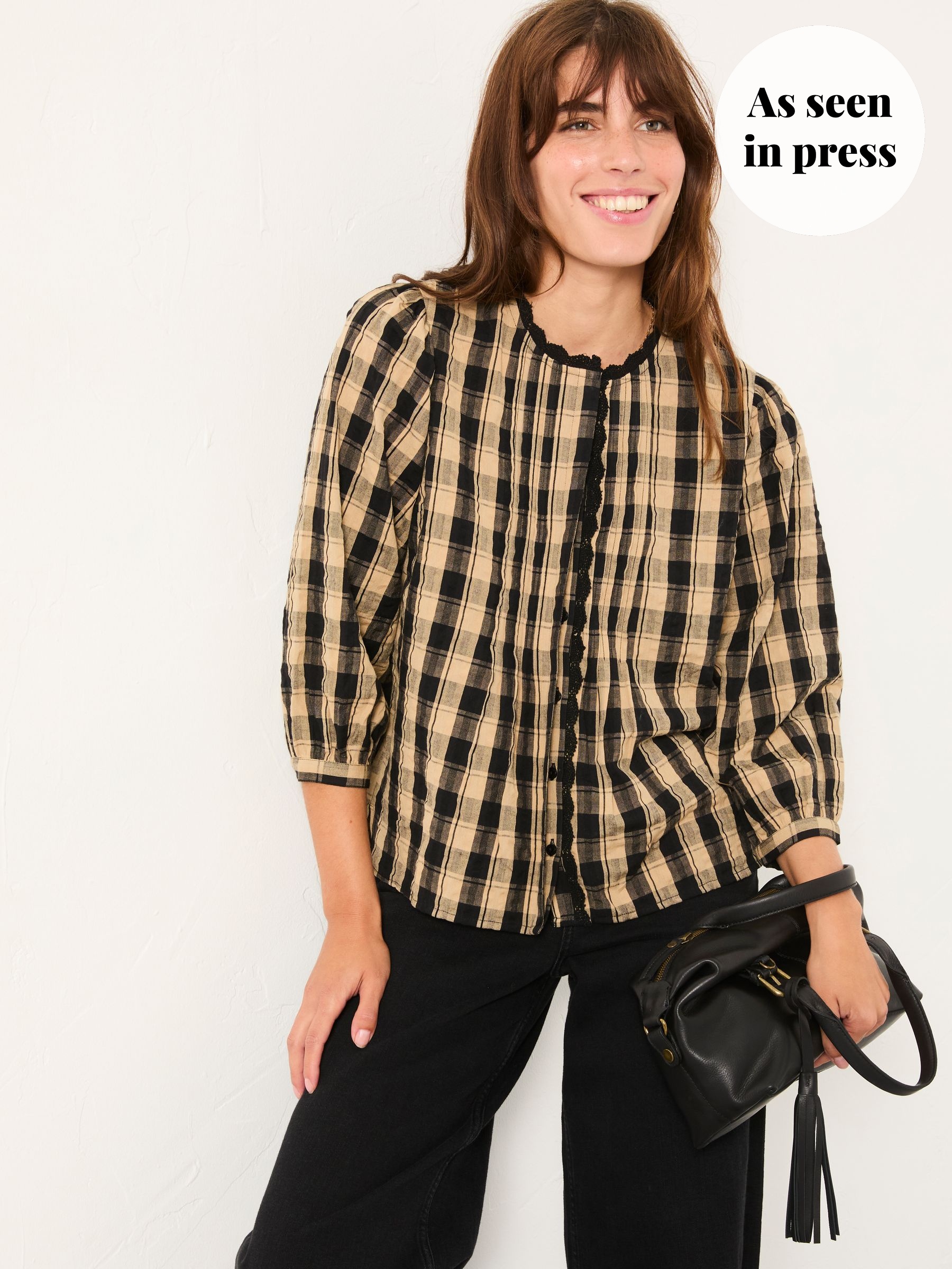 Maura Black Check Blouse (F07599) | $85
