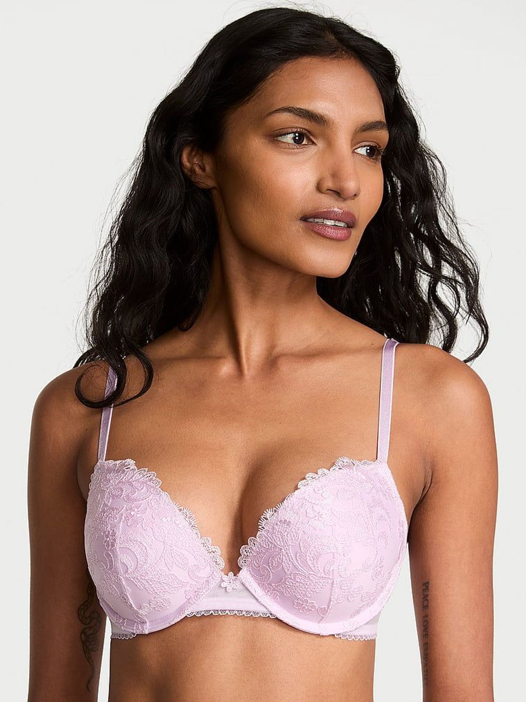 Delicate Violet Purple Push Up Blossom Embroidery Bra (F07637) | €68