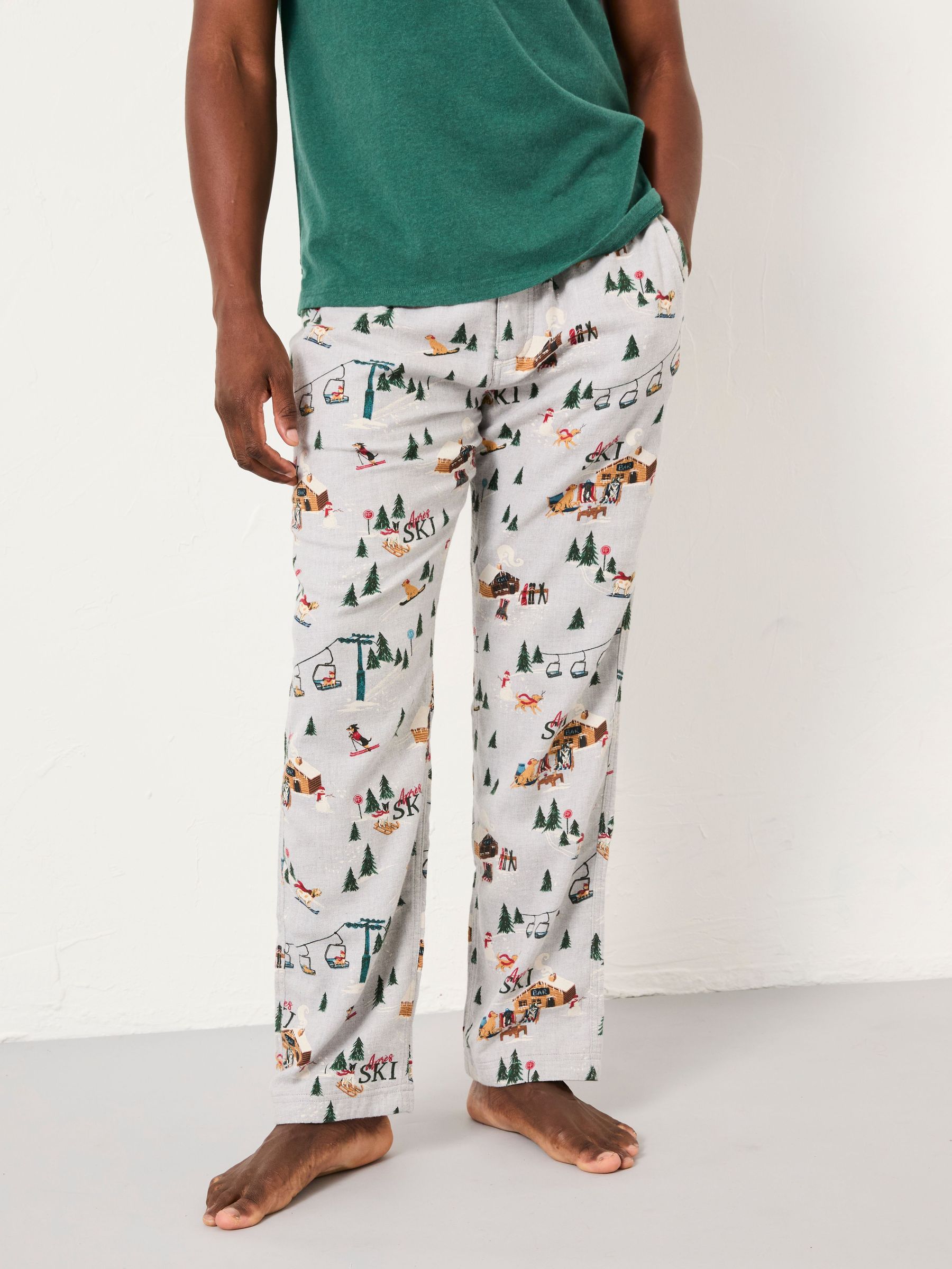 Grey Off Piste Print Pyjama Bottoms (F08257) | $68