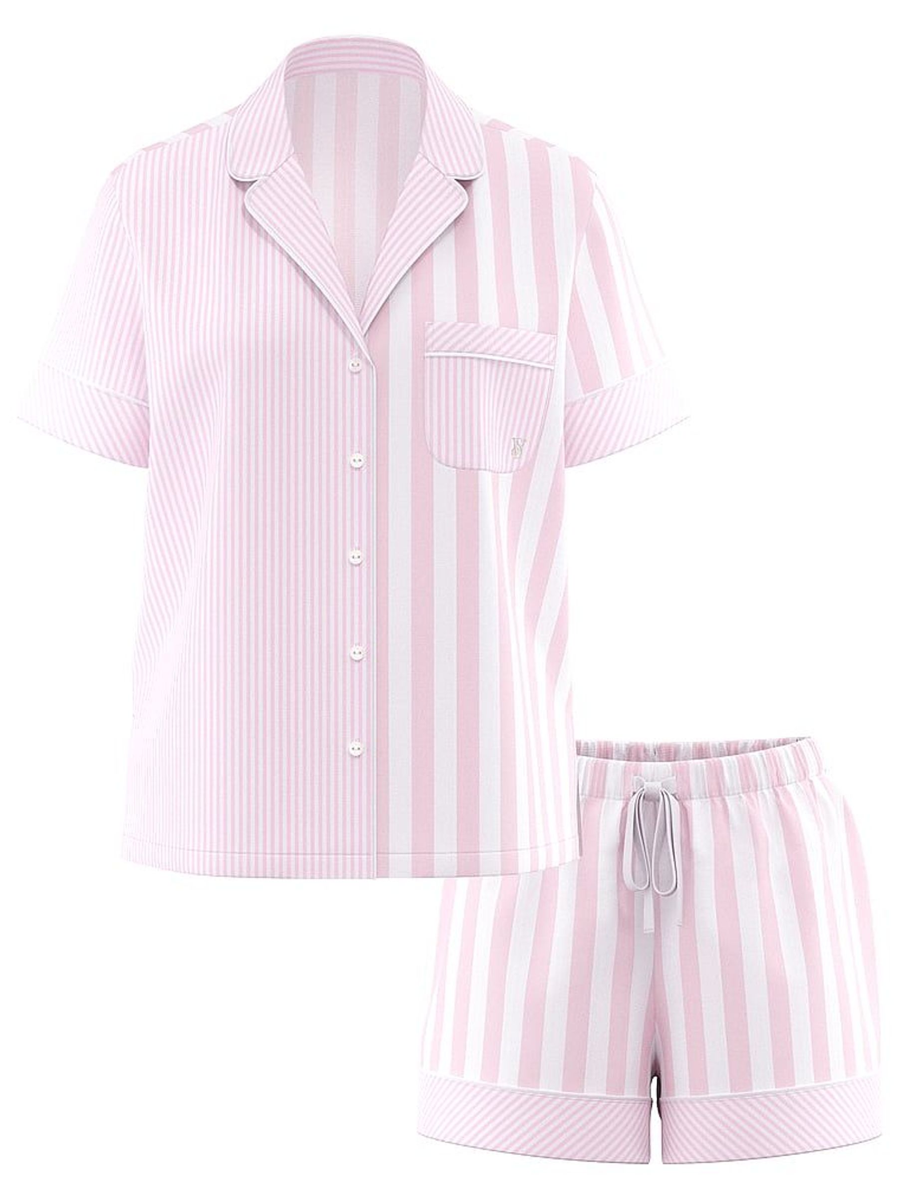 Pretty Blossom Pink Stripe Cotton Short Pyjama Set (F09084) | €52