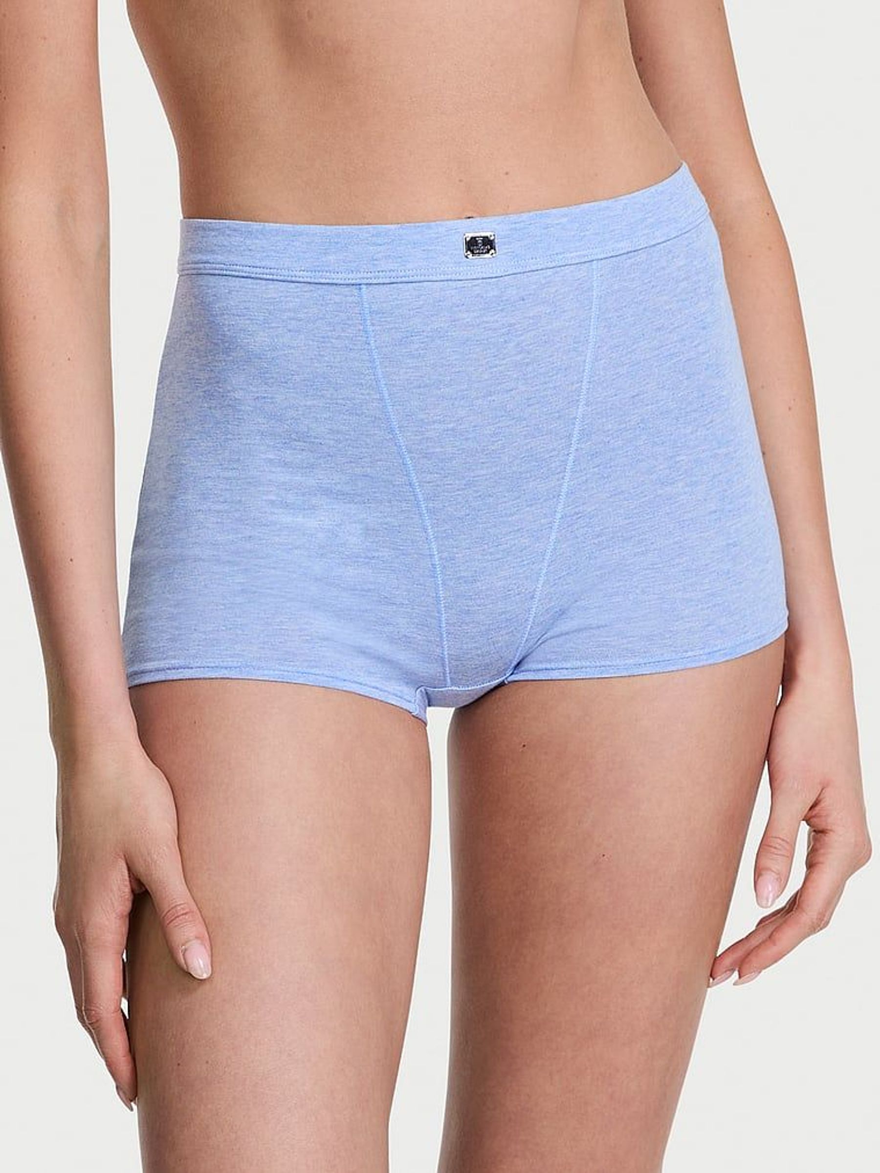 Heather Cornflower Blue High Waist Cotton Logo Knickers (F09086) | €10.50