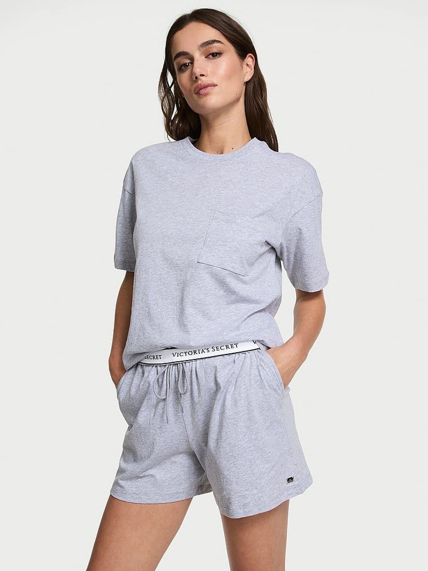 Medium Heather Grey Short Cotton Pyjama Set (F09093) | €52