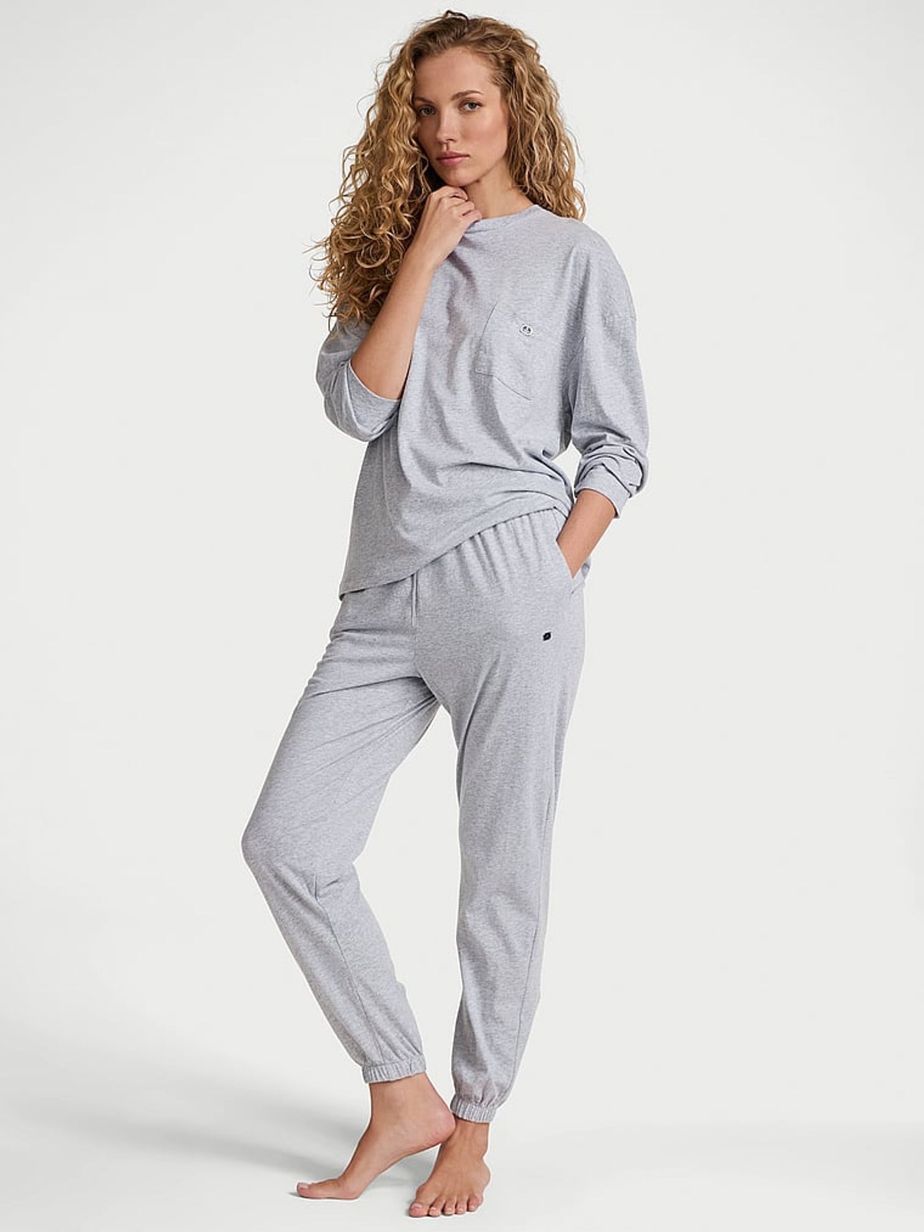 Medium Heather Grey Trouser Cotton Pyjama Set (F09114) | €56