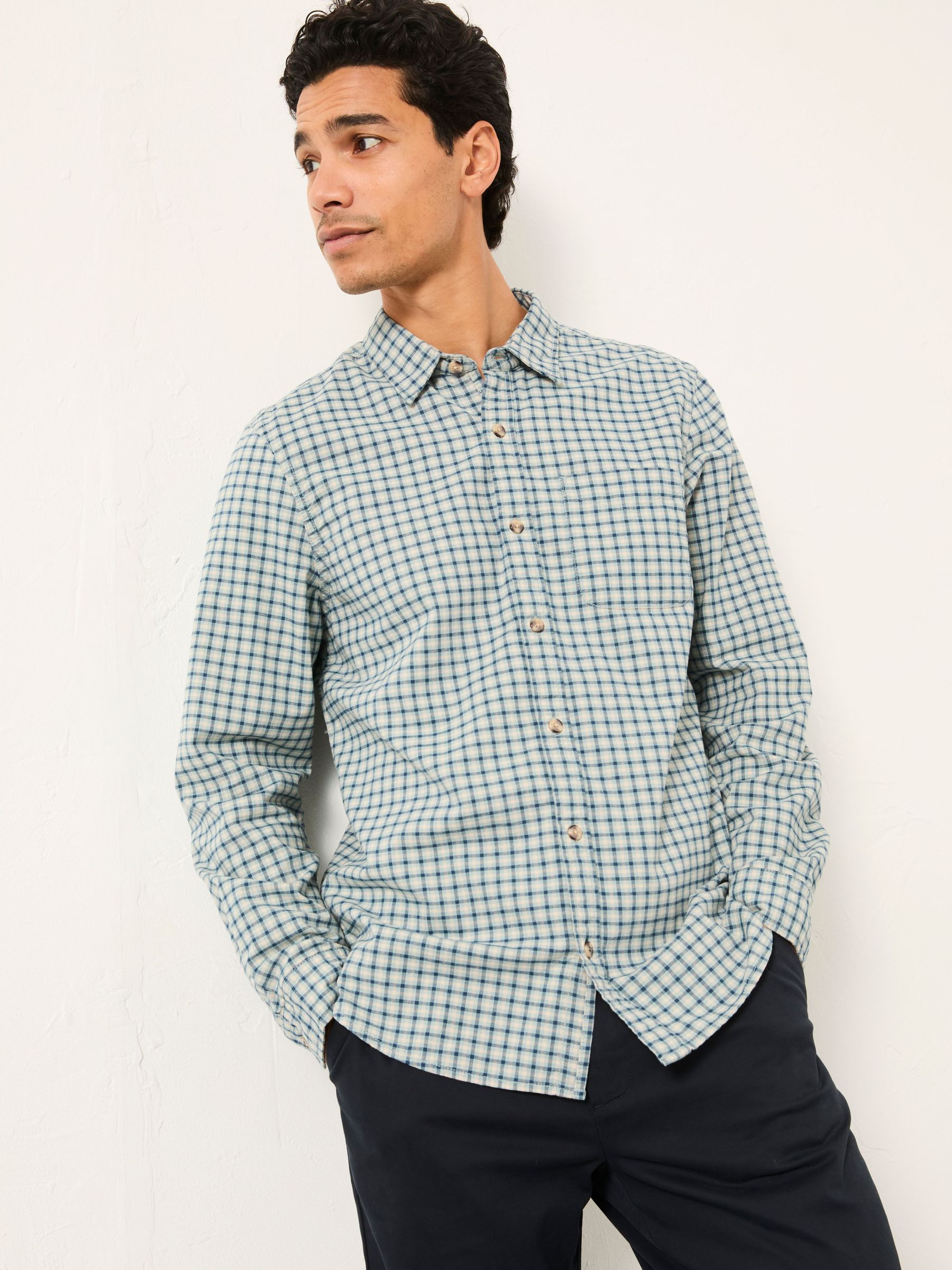 Everly Light Blue Long Sleeve Gingham Shirt (F09293) | €60.50