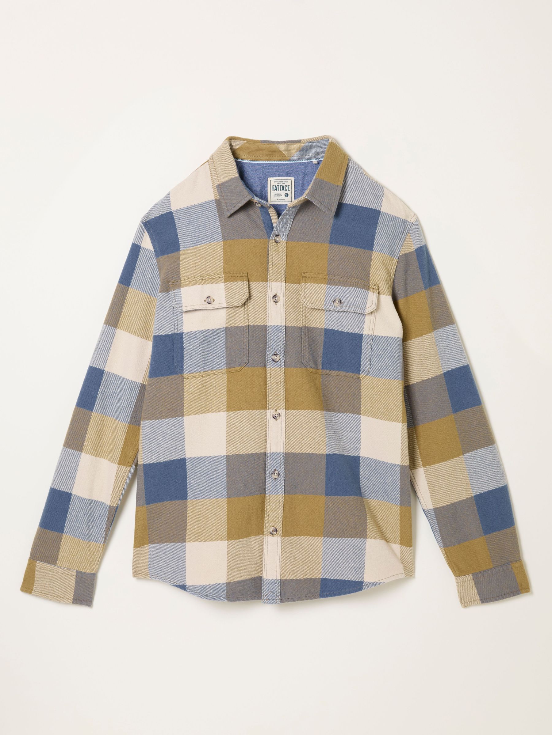 Dardy Chambray Blue Long Sleeve Buffalo Check Shirt (F09295) | $95