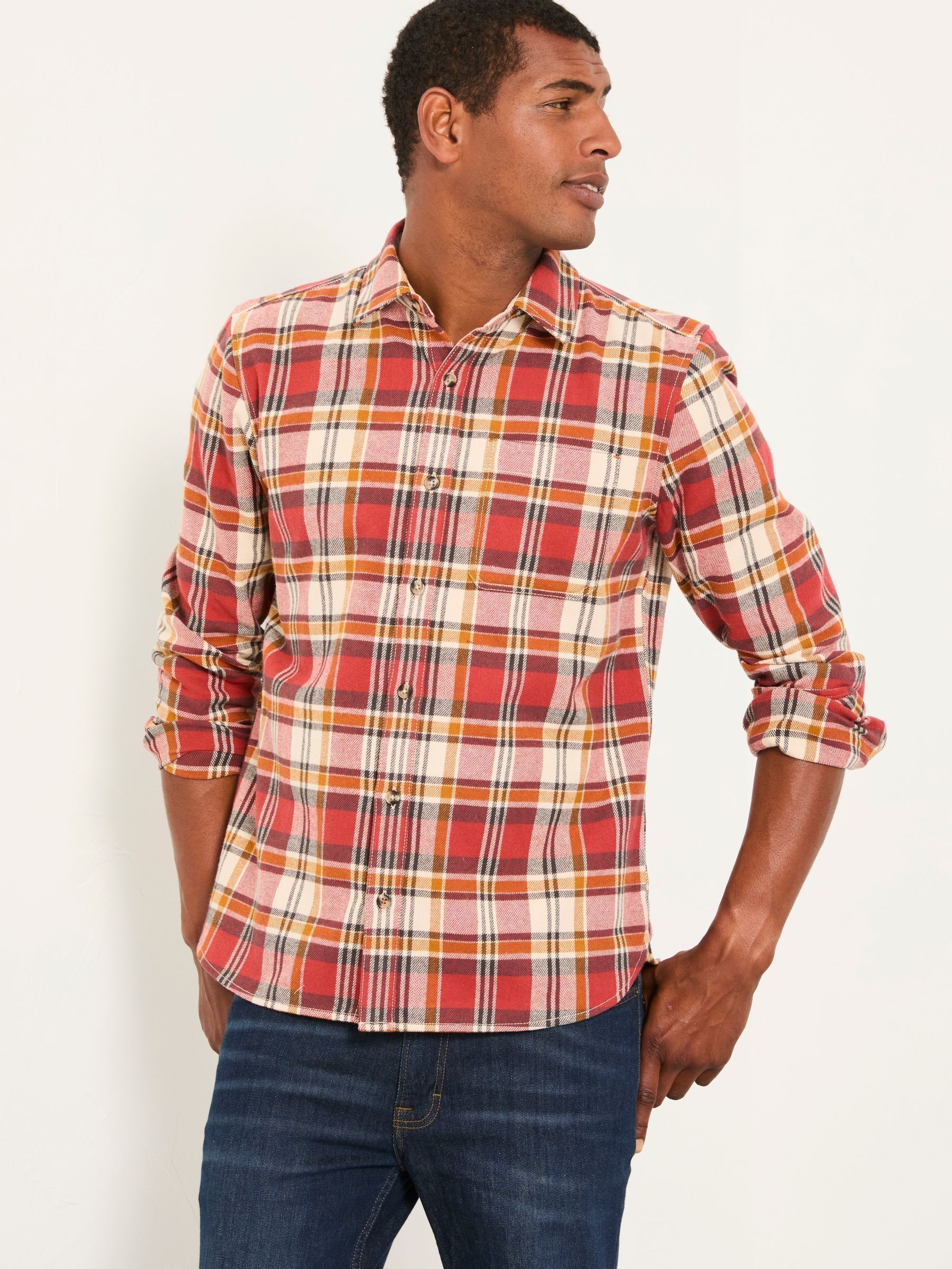 Routh Berry Red Long Sleeve Check Shirt (F09296) | $85