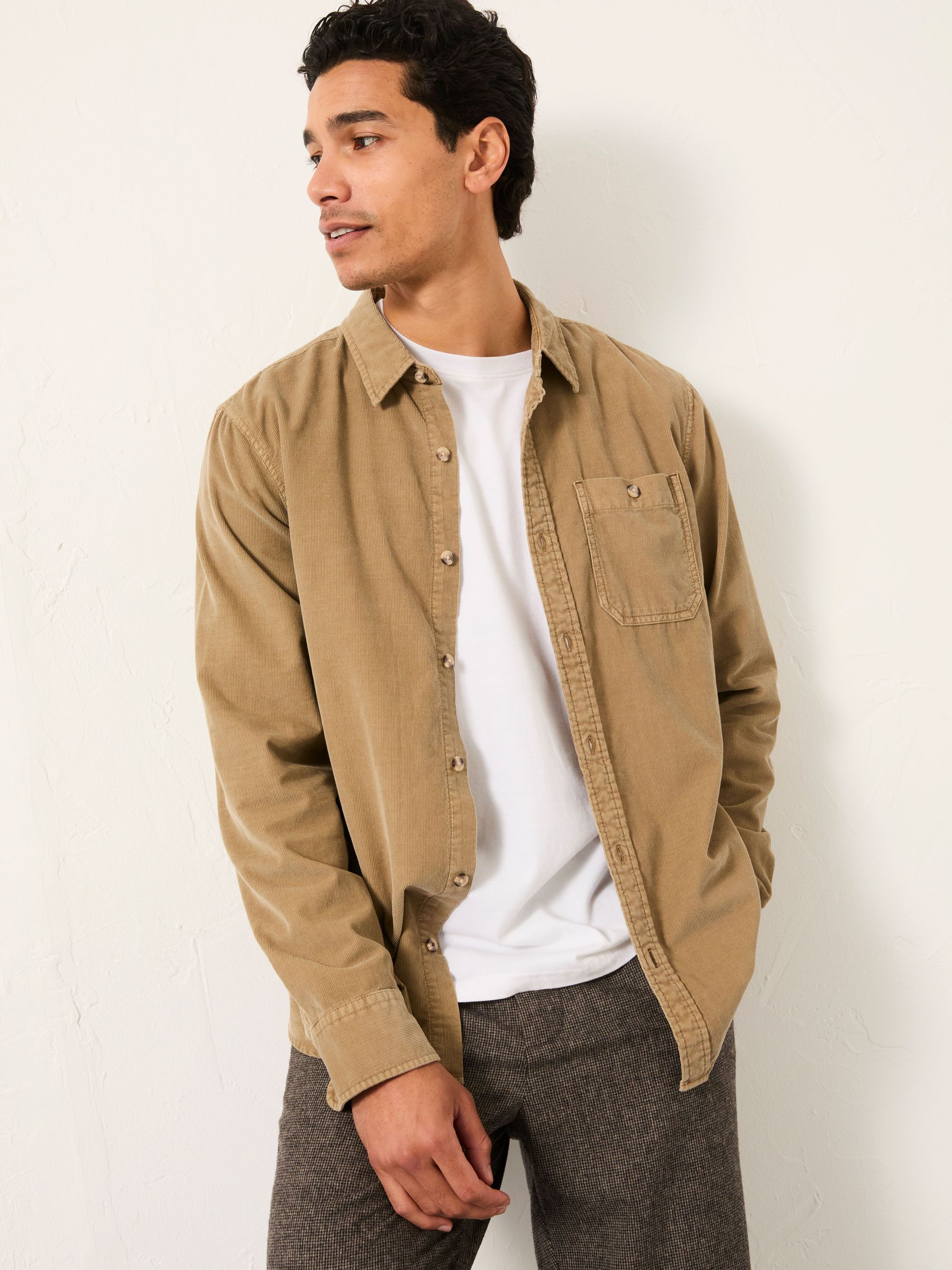 Dark Natural Long Sleeve Cord Shirt (F09324) | €72.50
