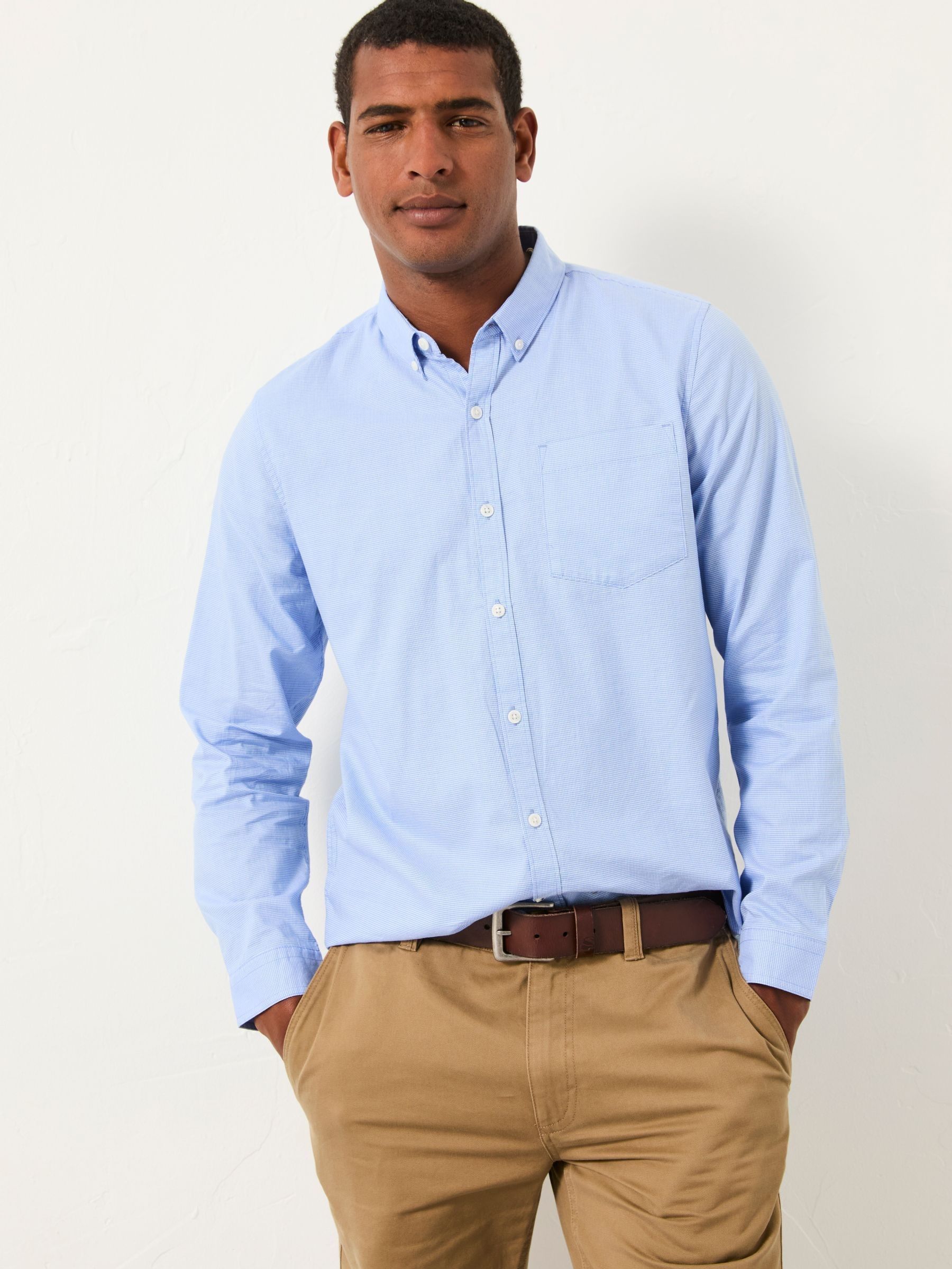 Seagre Blue Long Sleeve Semi Plain Shirt (F09329) | $85