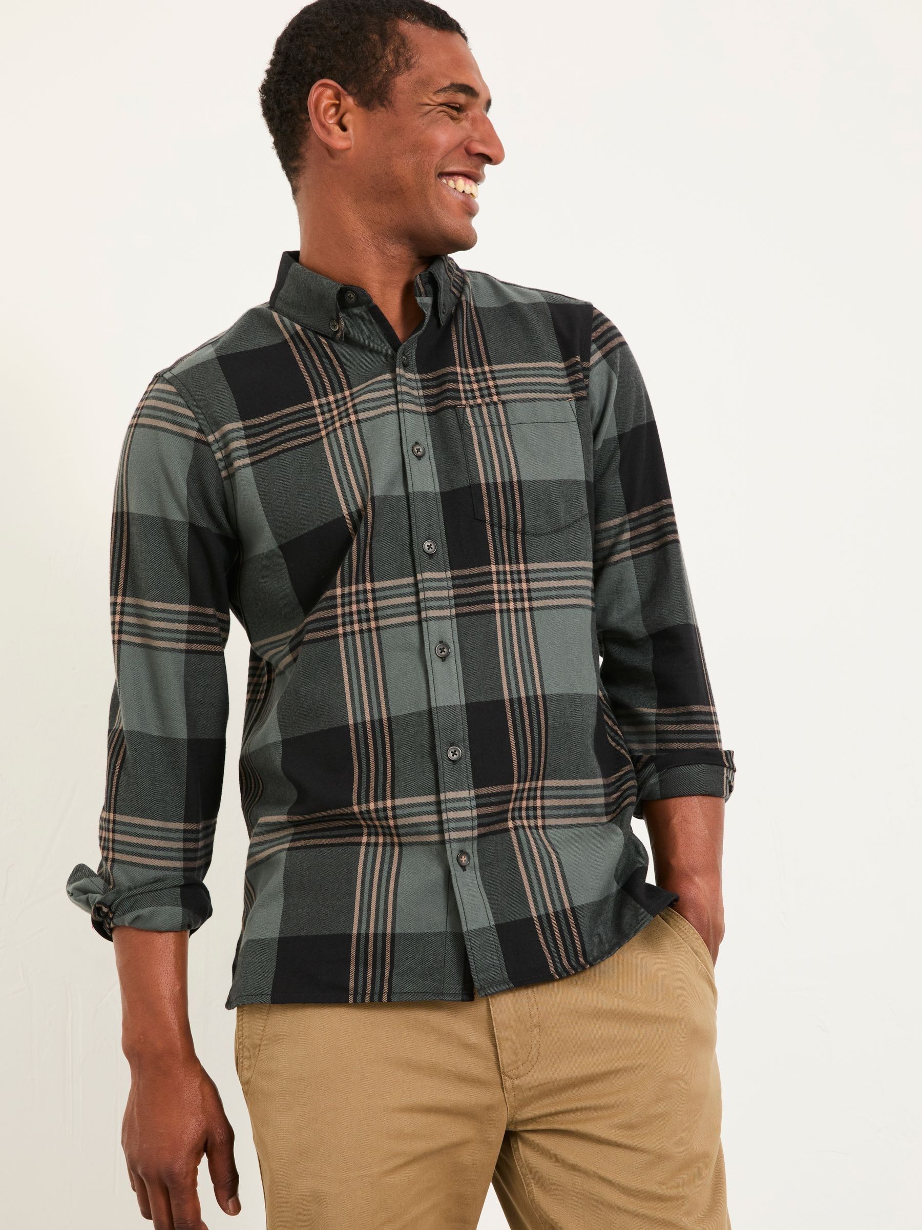 Chale Emerald Green Long Sleeve Check Shirt (F09349) | $85