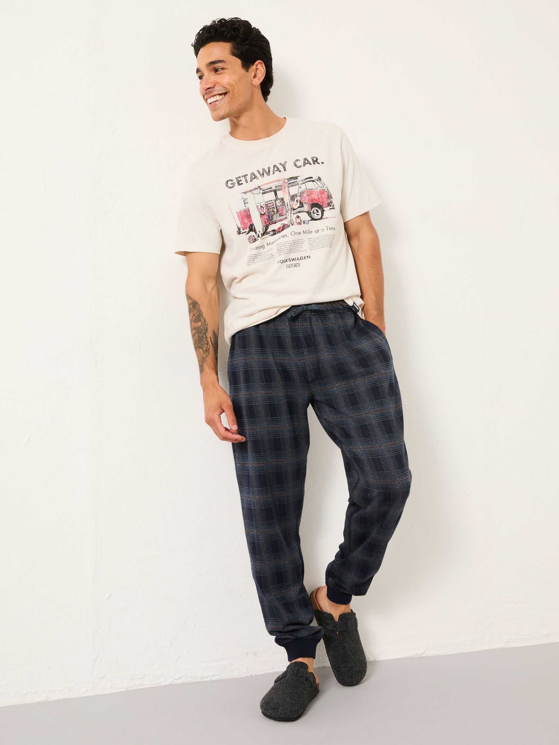 Kemble Navy Check Cuffed Pyjama Bottoms (F09381) | $68