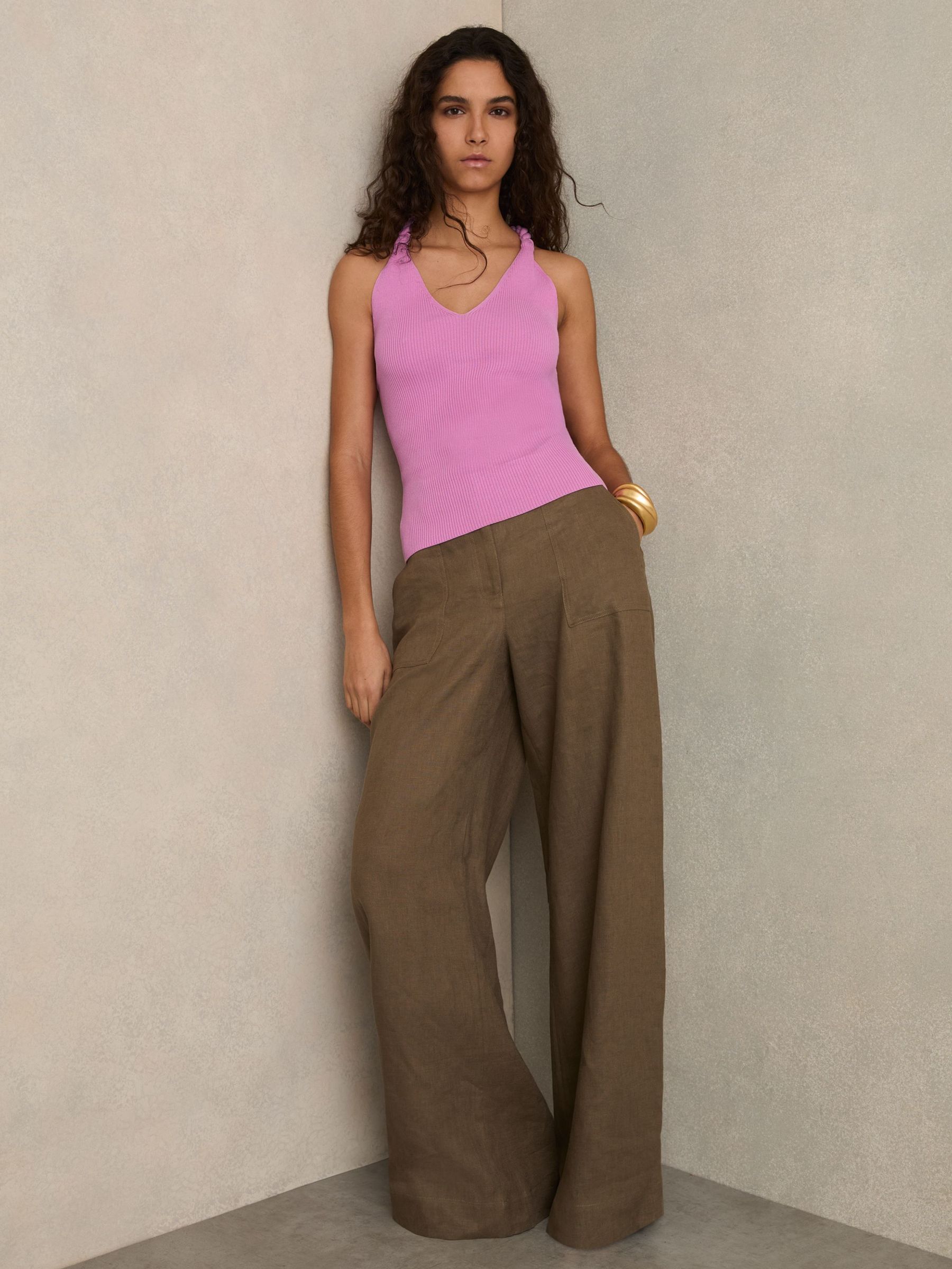 Twist-Strap Rib-Knit Vest in Pink (F09546) | 555 SAR