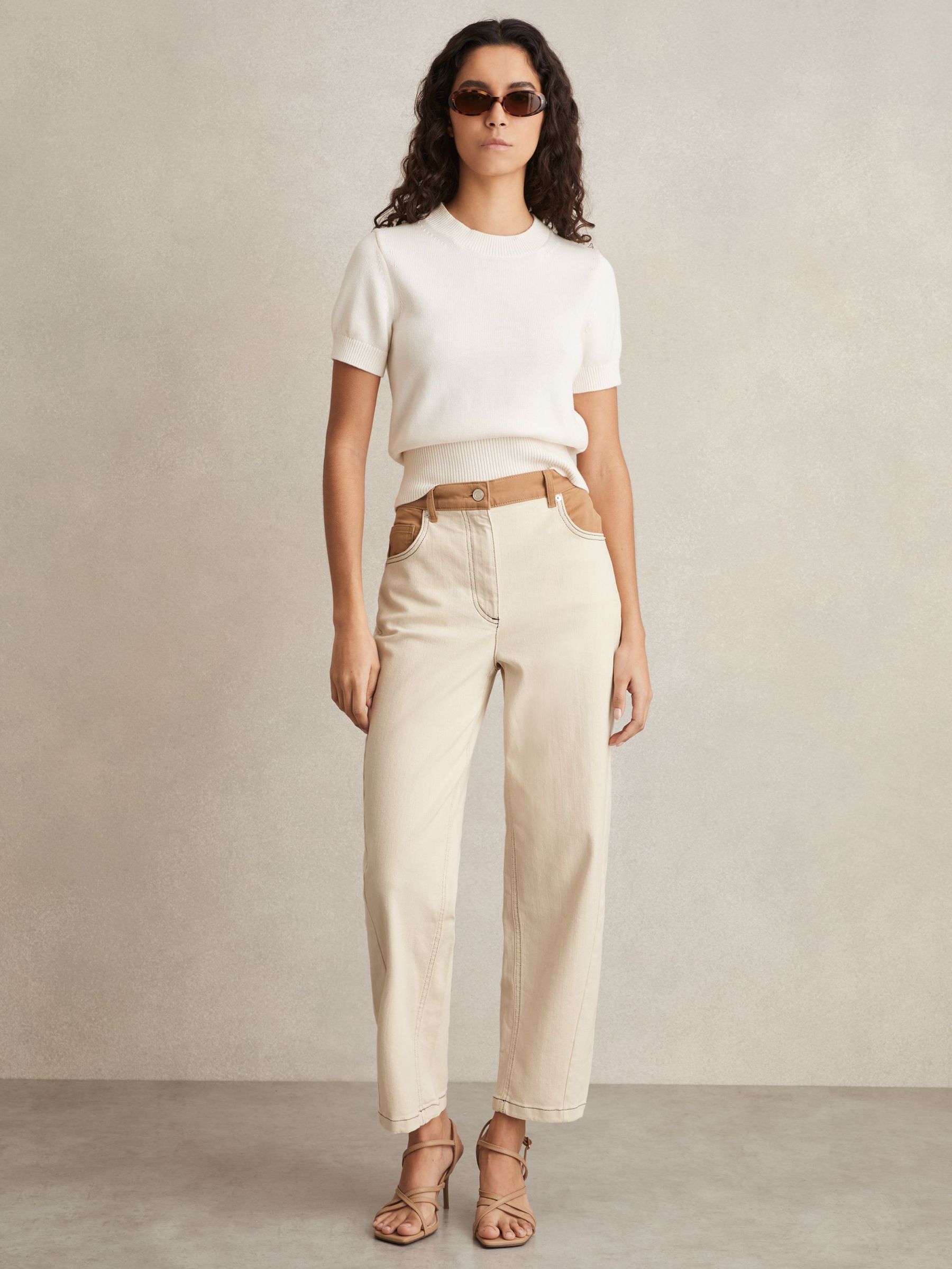 Petite Colour-Block Straight-Leg Jeans in Ecru (F09552) | €220