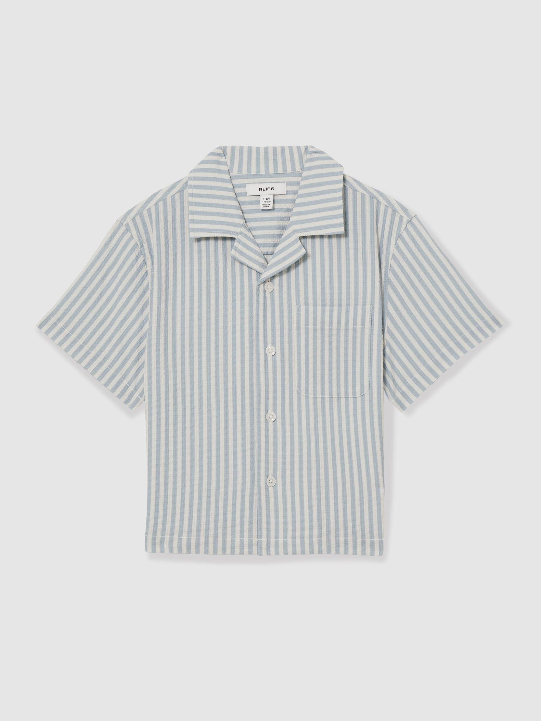 Seersucker Striped Shirt in Soft Blue/White (F09554) | CA$85