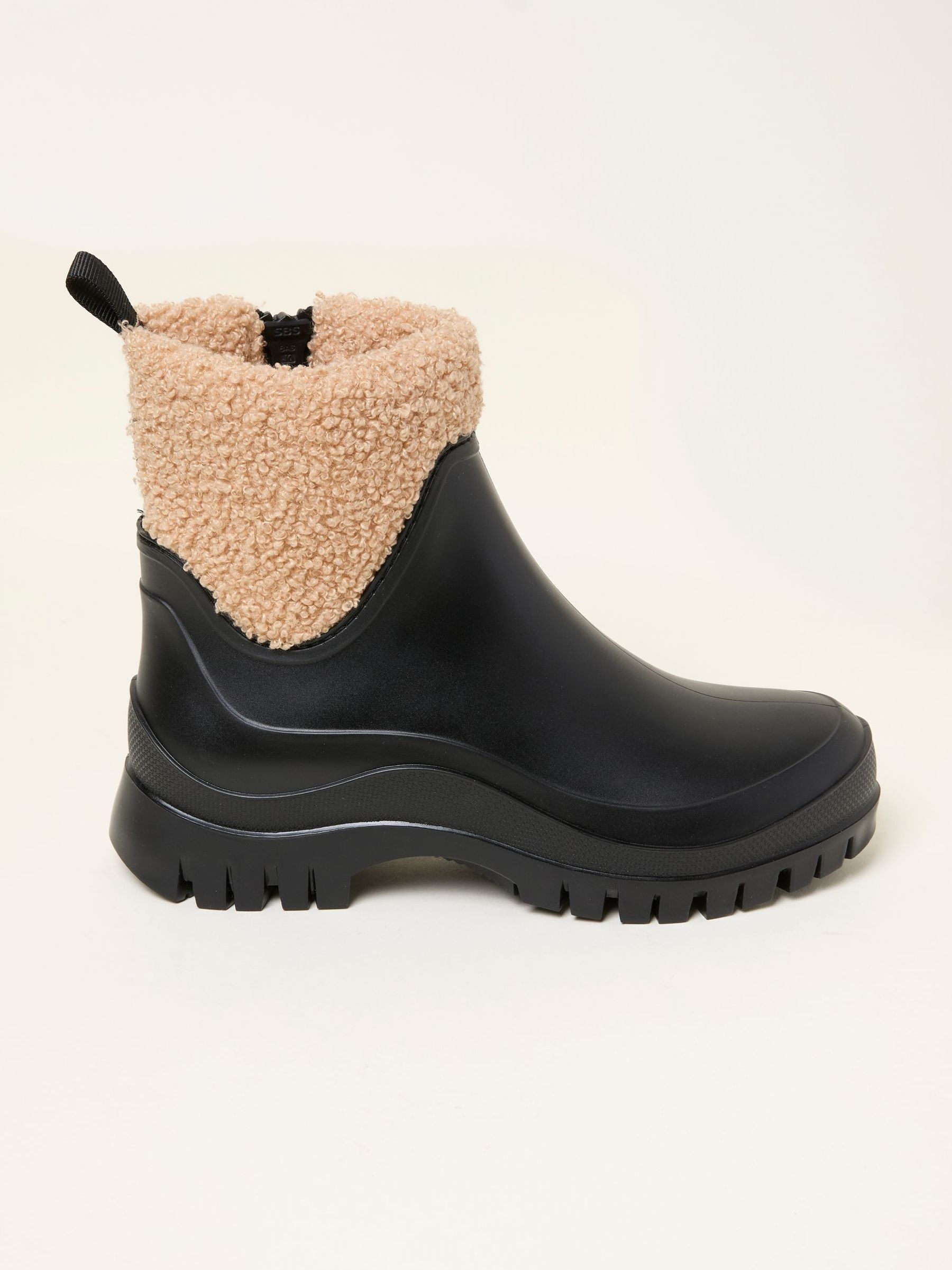 Black PVC Ankle Borg Welly (F11102) | $112