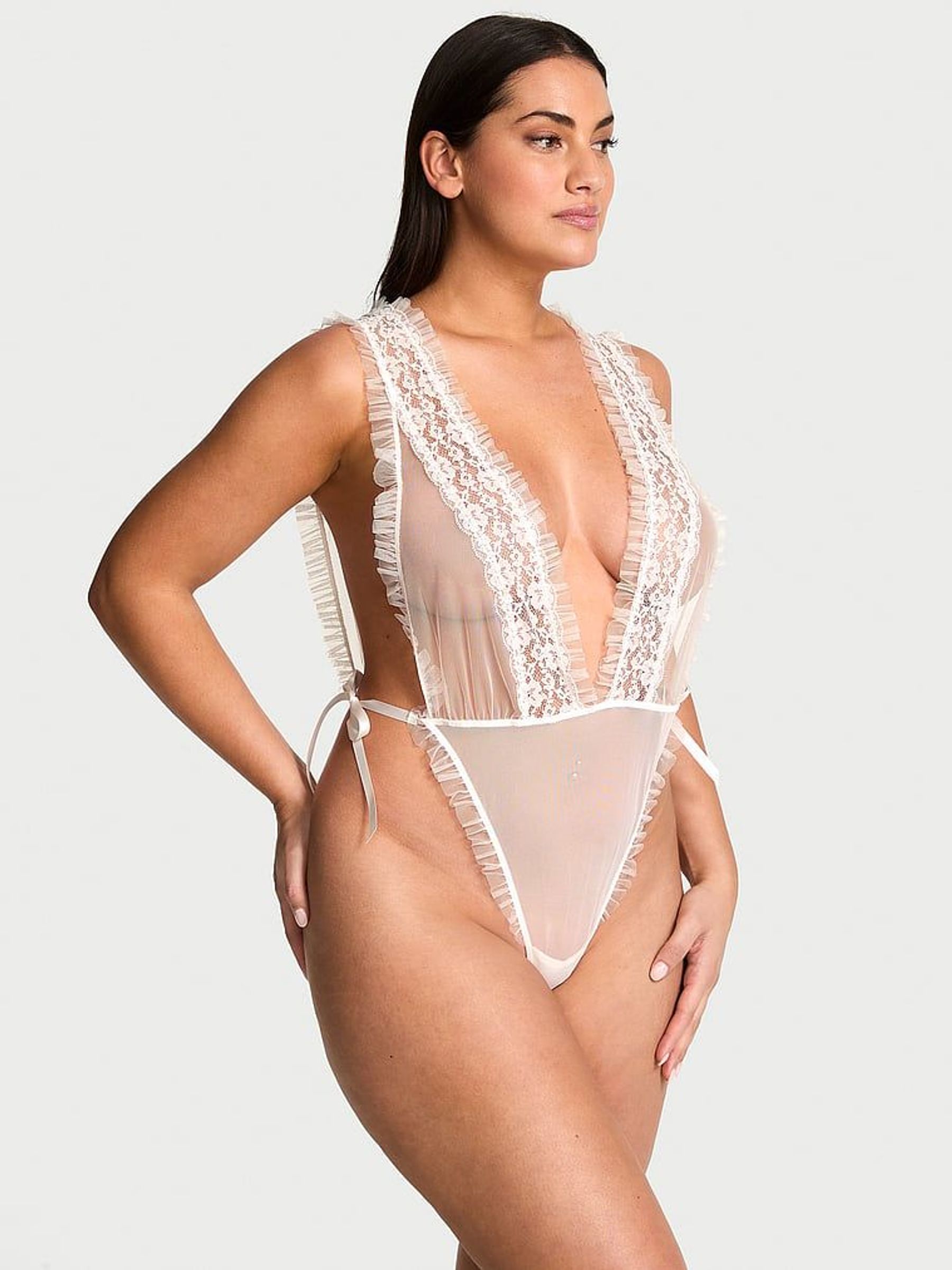 Coconut White Lace Sheer Bodysuit (F11249) | €79