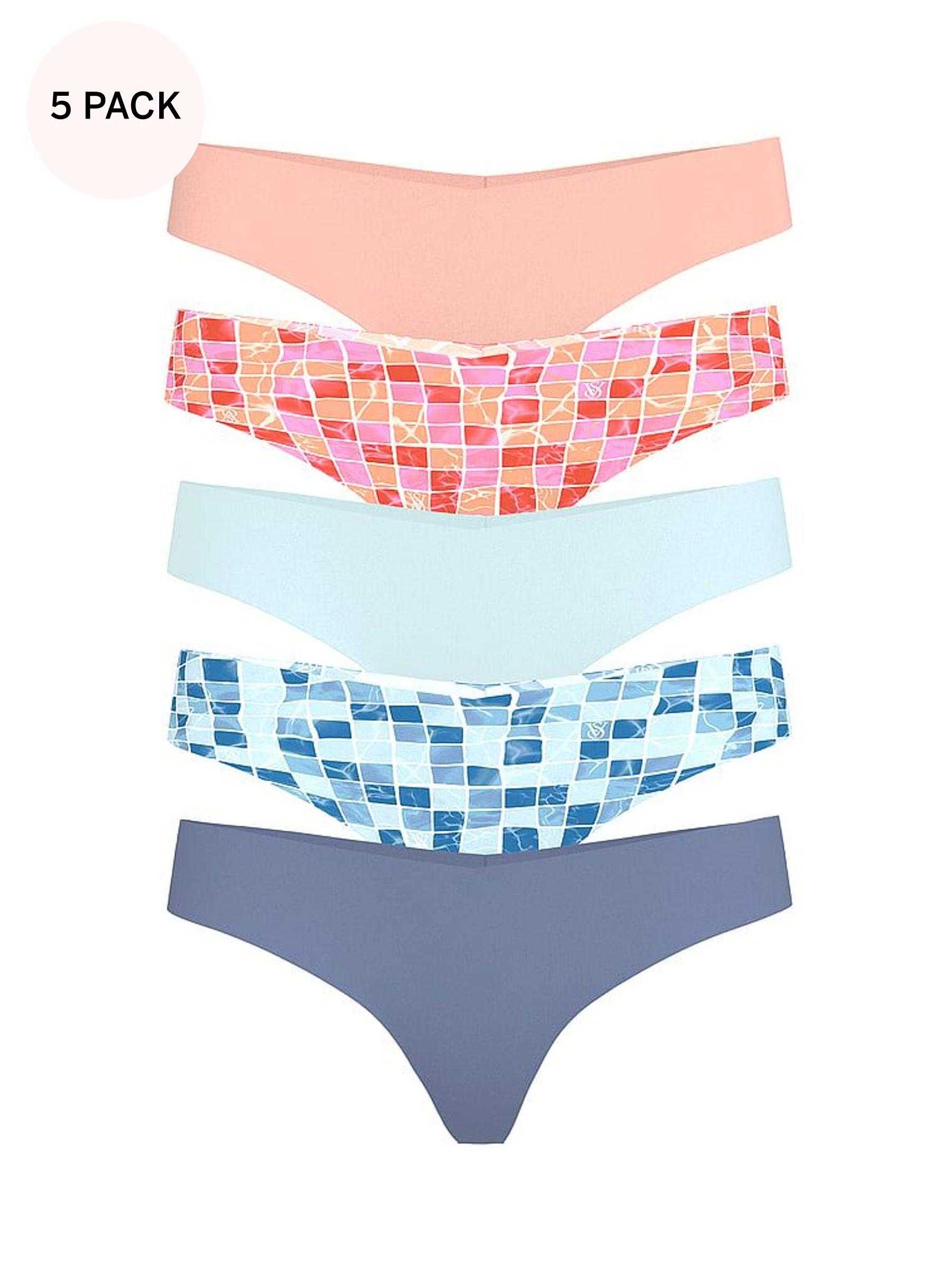 Nude/Pink/Blue Thong 5 Pack Knickers (F11297) | €31