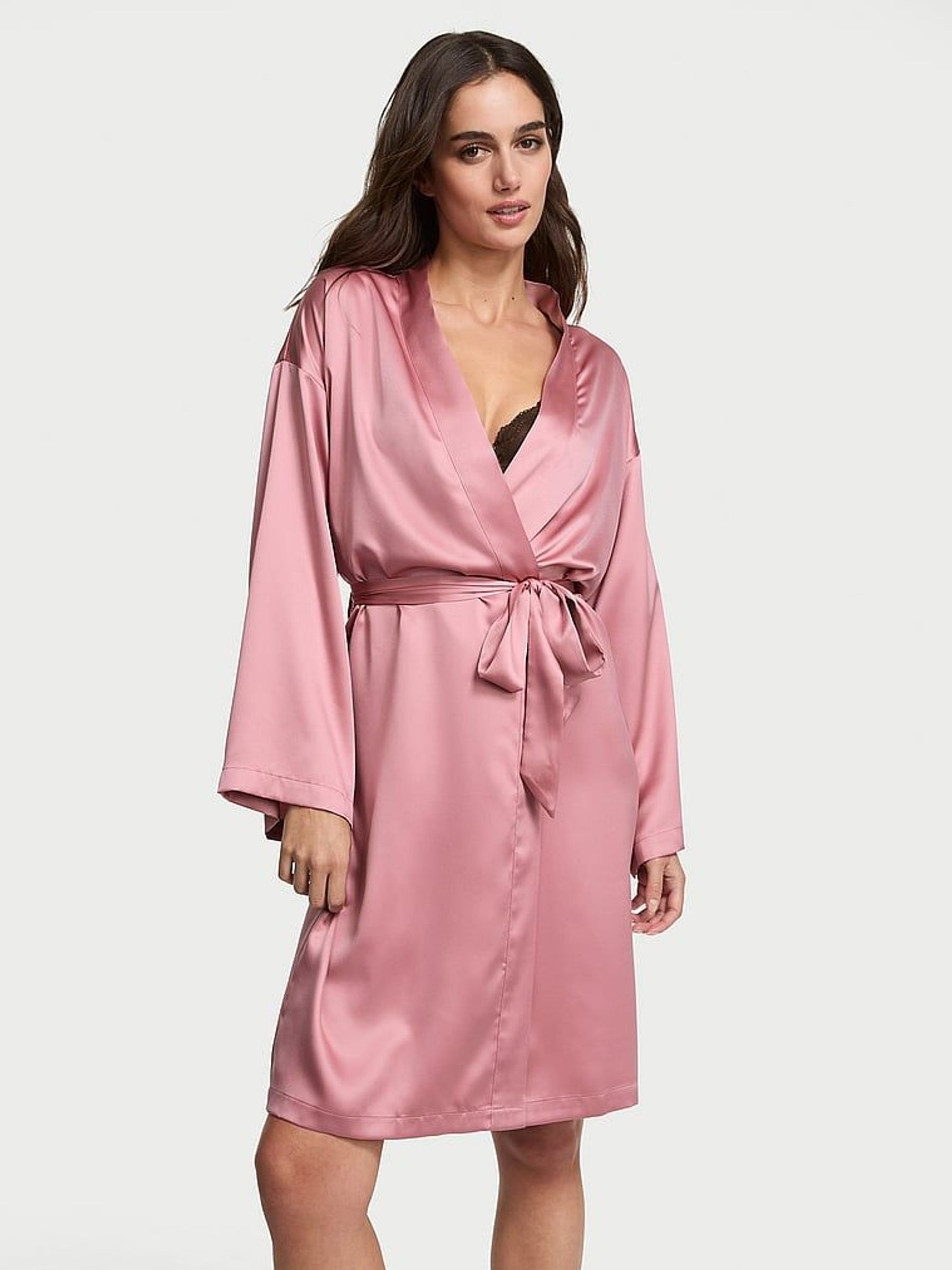 Dusk Mauve Pink Satin Midi Robe (F11520) | €68