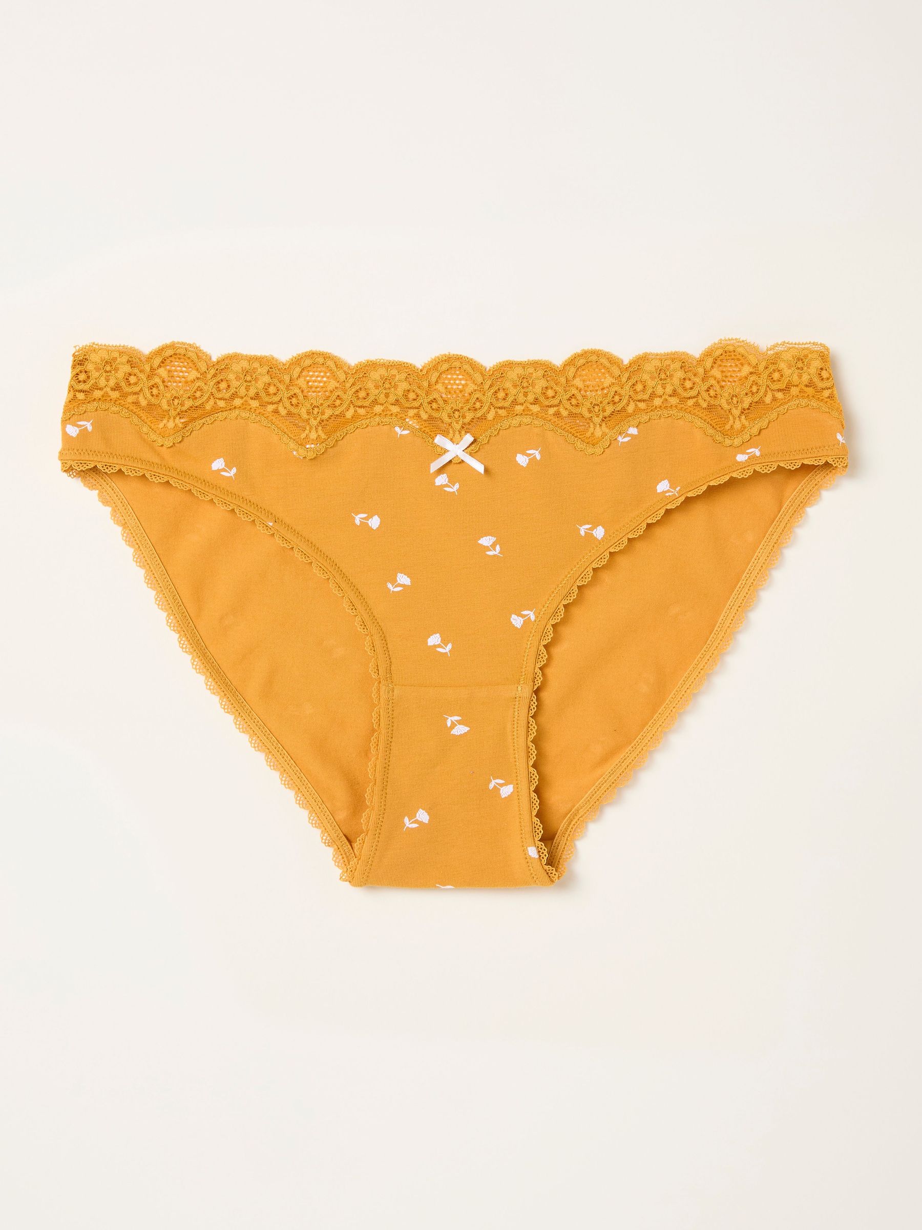Mustard Yellow Ditsy Floral High Leg Knickers (F11624) | €11.50