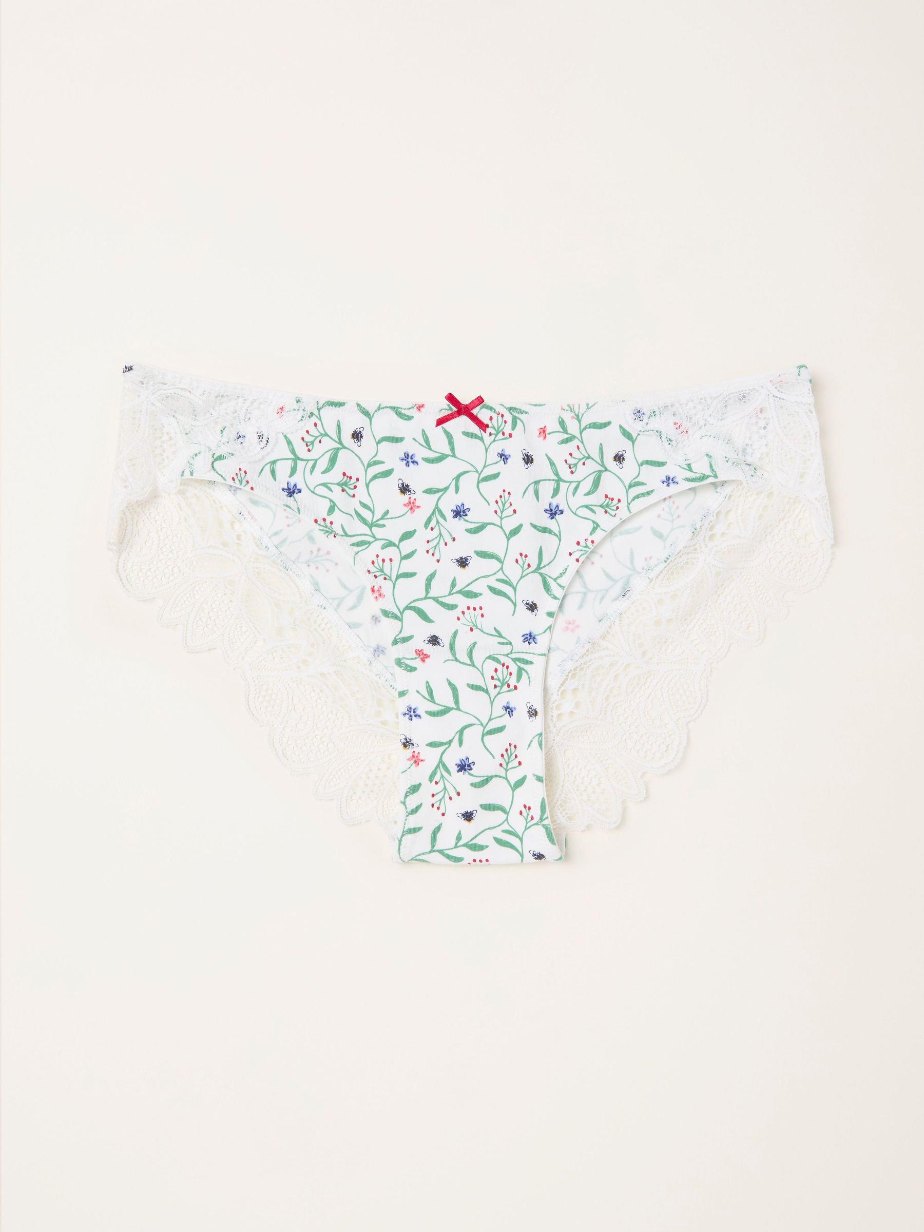 Ivory Bee Floral Brazillian Knickers (F11632) | $15