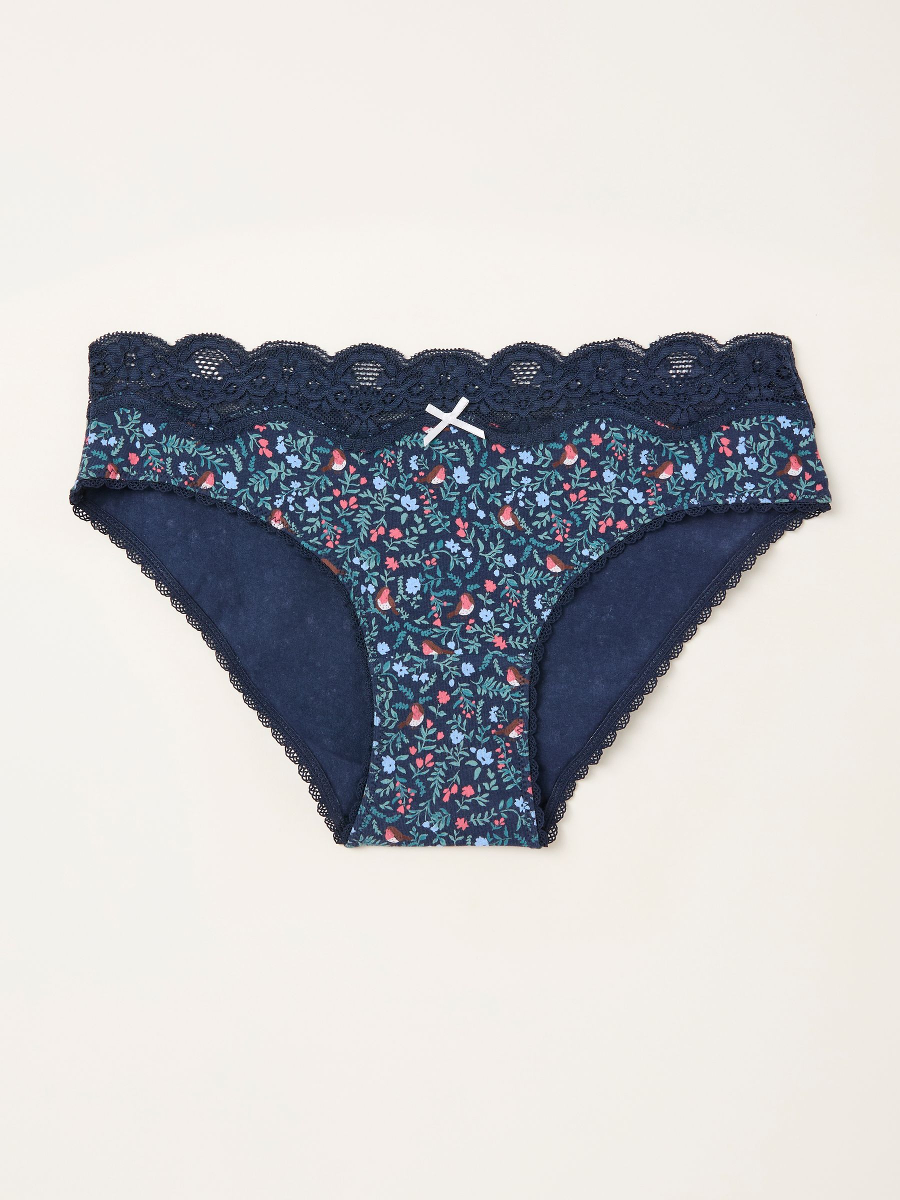 Navy Robin Print Classic Knickers (F11644) | $15