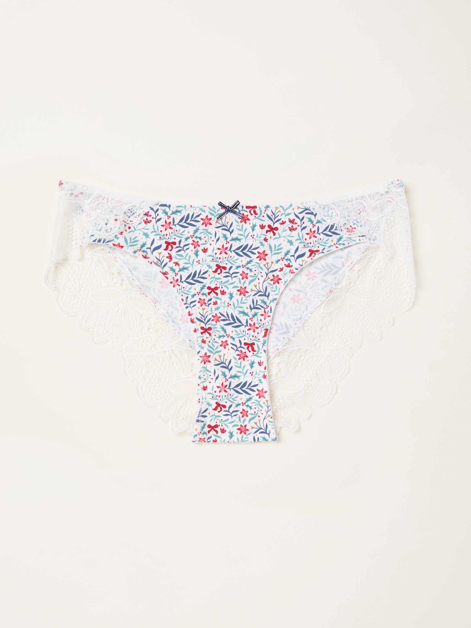 Ivory Floral Brazillian Knickers (F11645) | €11.50