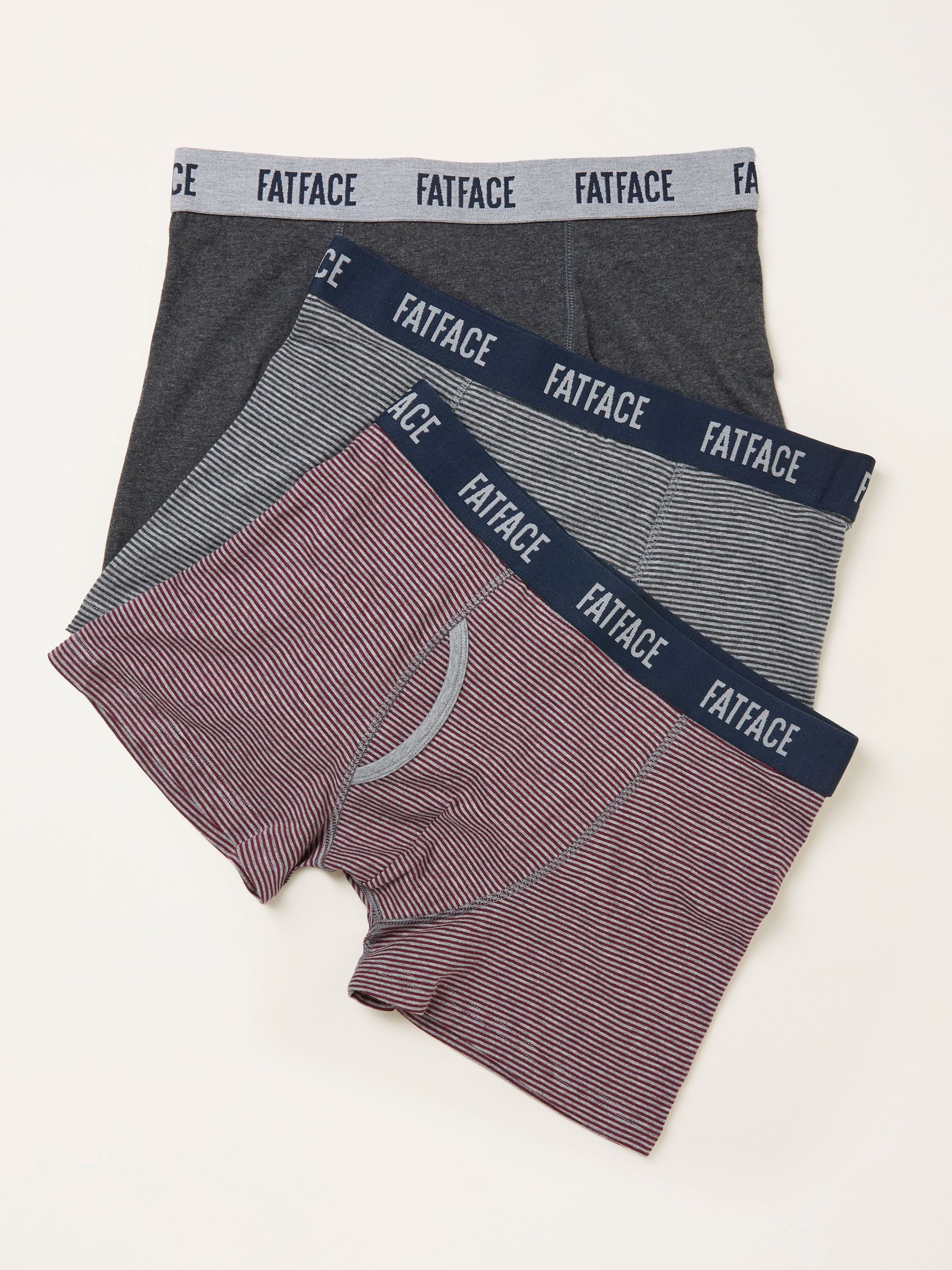 Grey 3 Pack of Fine Stripe Boxers (F11673) | $51
