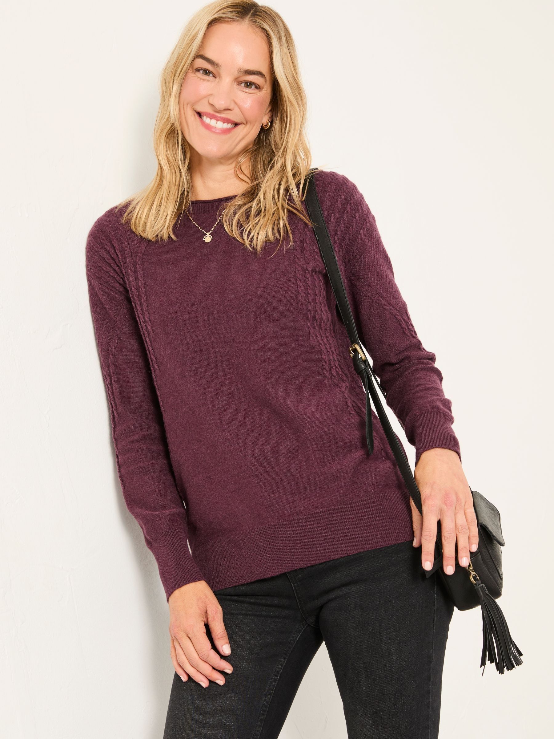 Delphine Dusky Purple Fine Gauge V Neck Jumper (F14285) | $90