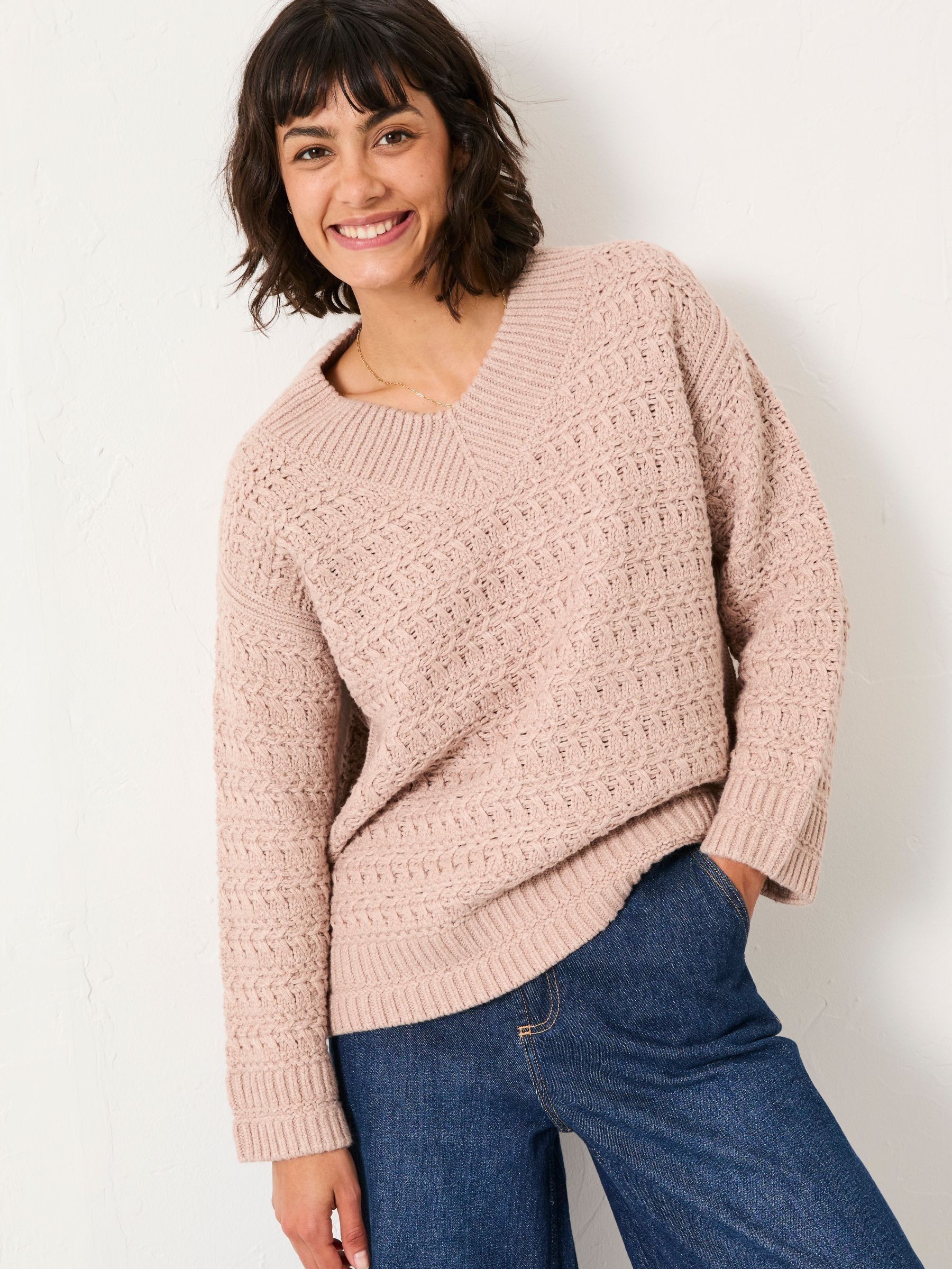 Stella Natural V Neck Knitted Jumper (F14287) | $102