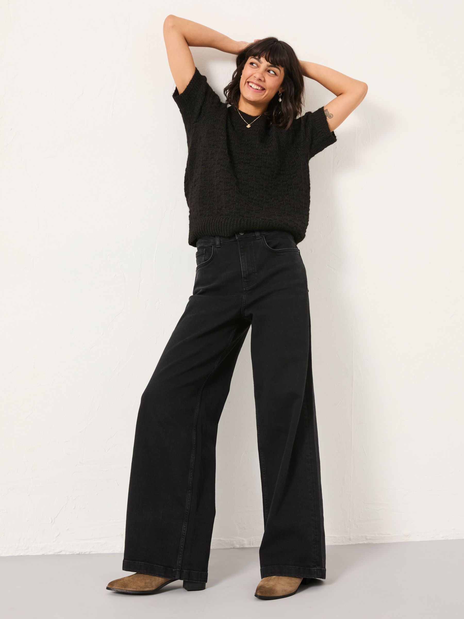 Welling Black Wide Leg Jeans (F15457) | $107