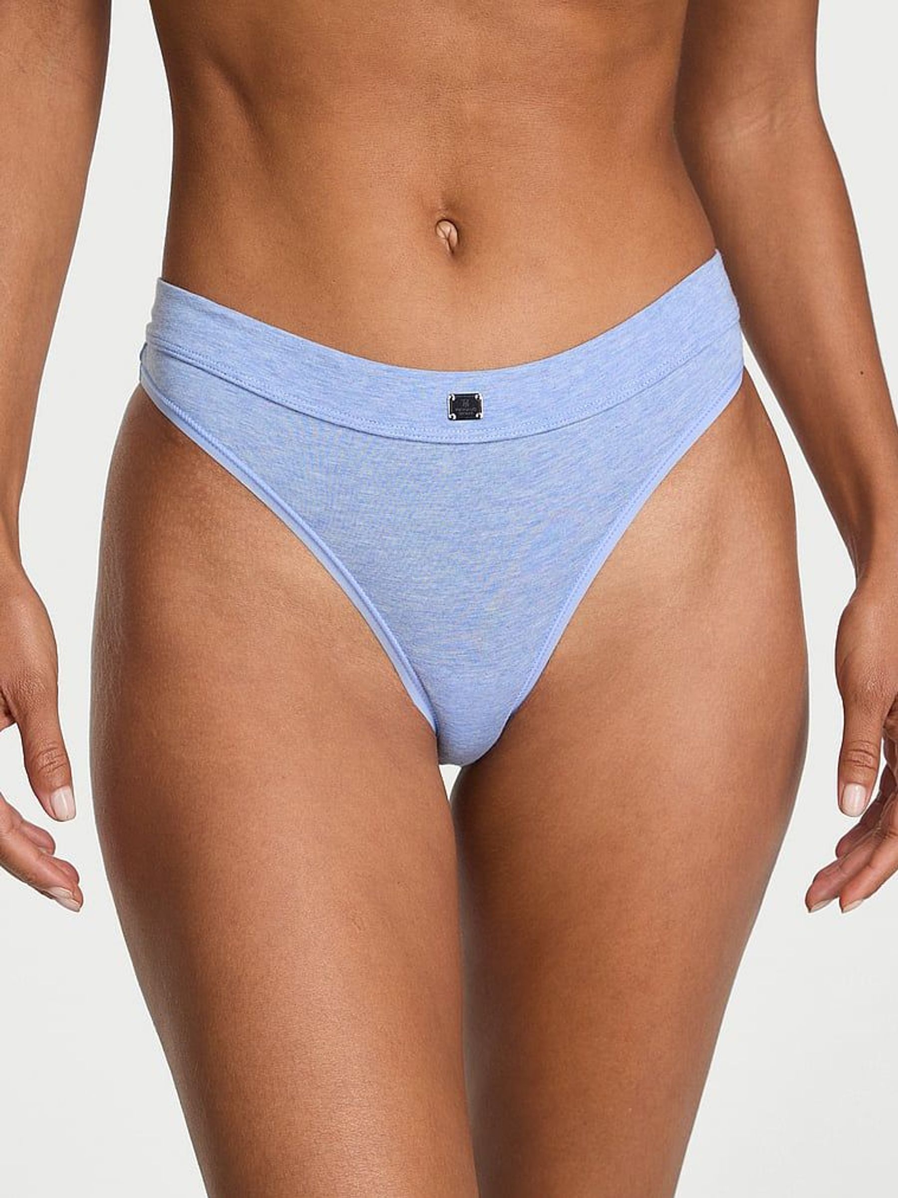 Heather Cornflower Blue Thong Cotton Logo Knickers (F15620) | €10.50