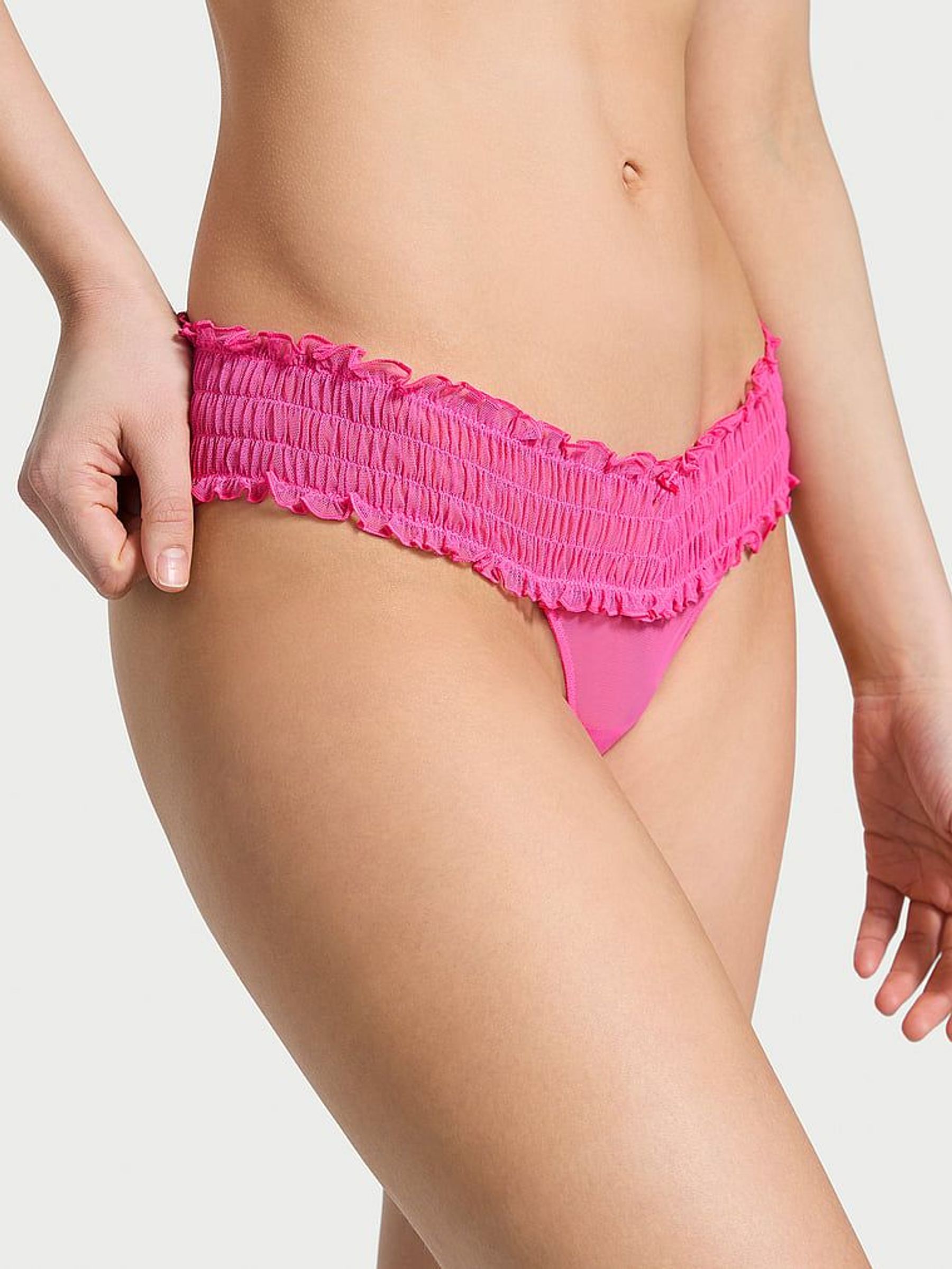 Ultra Pink Thong Smocked Mesh Knickers (F15625) | €10.50