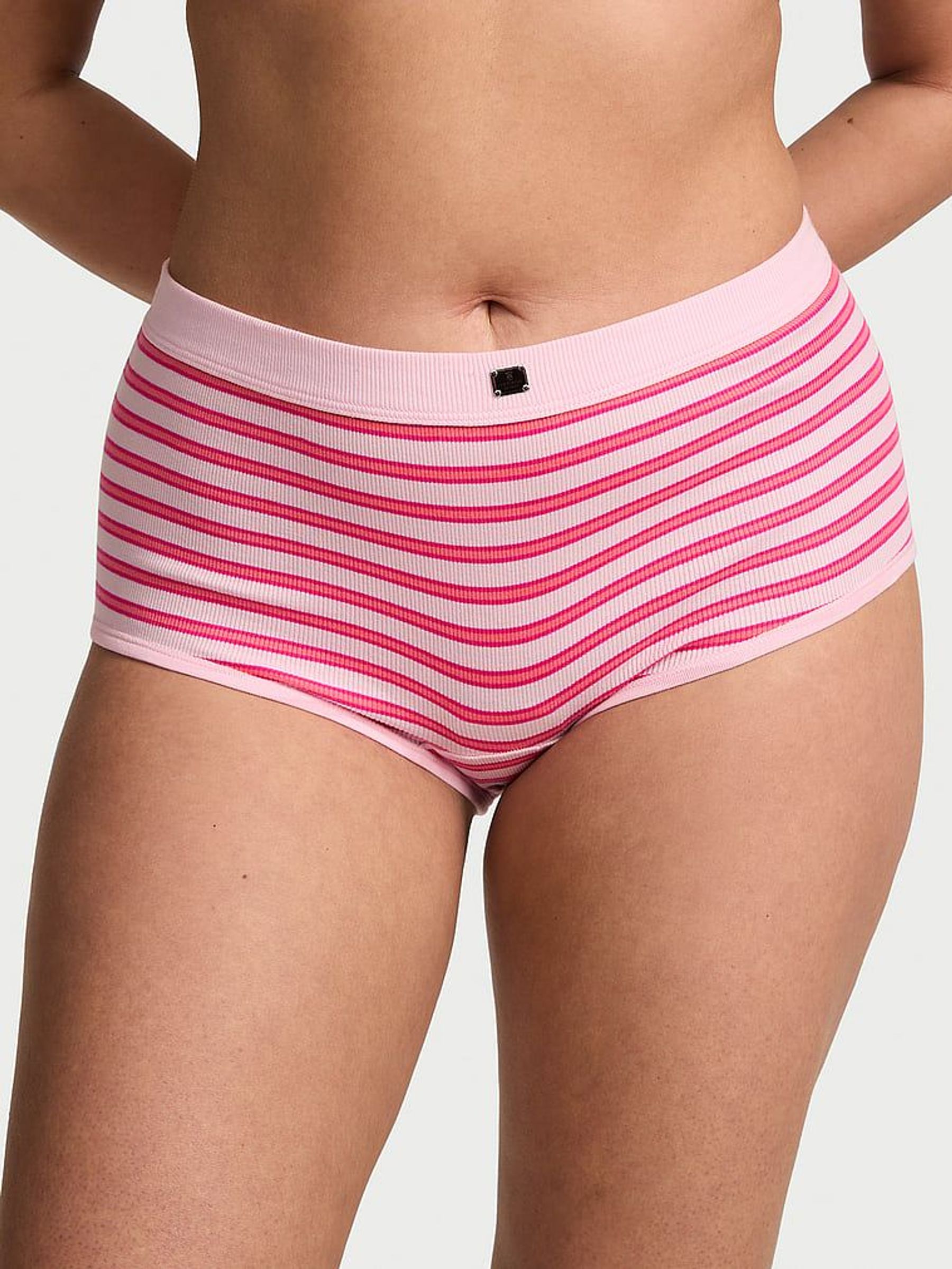 Pretty Blossom Pink Stripe Short Cotton Rib Logo Knickers (F15667) | €10.50