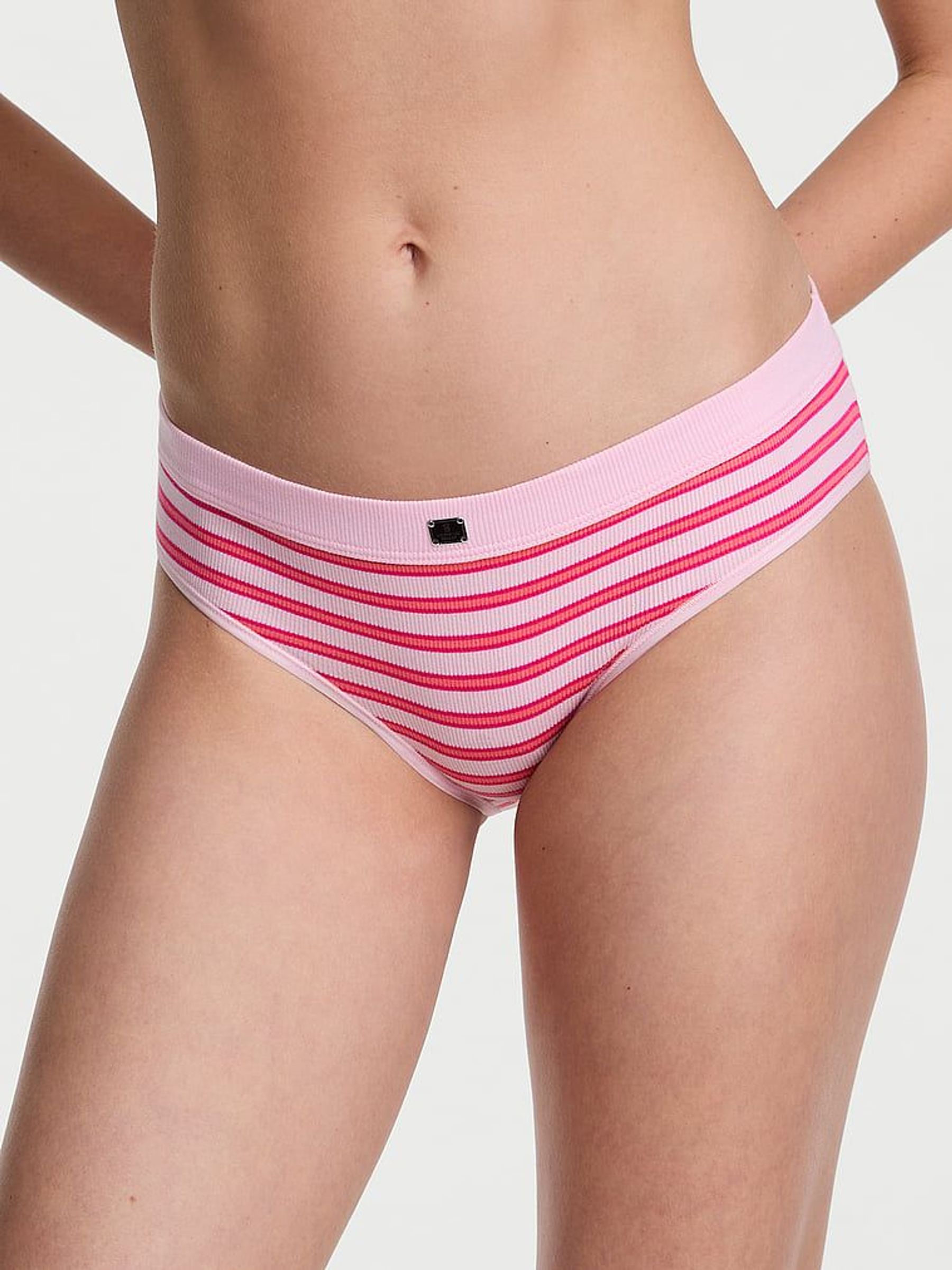 Pretty Blossom Pink Stripe Hipster Cotton Rib Logo Knickers (F15674) | €10.50