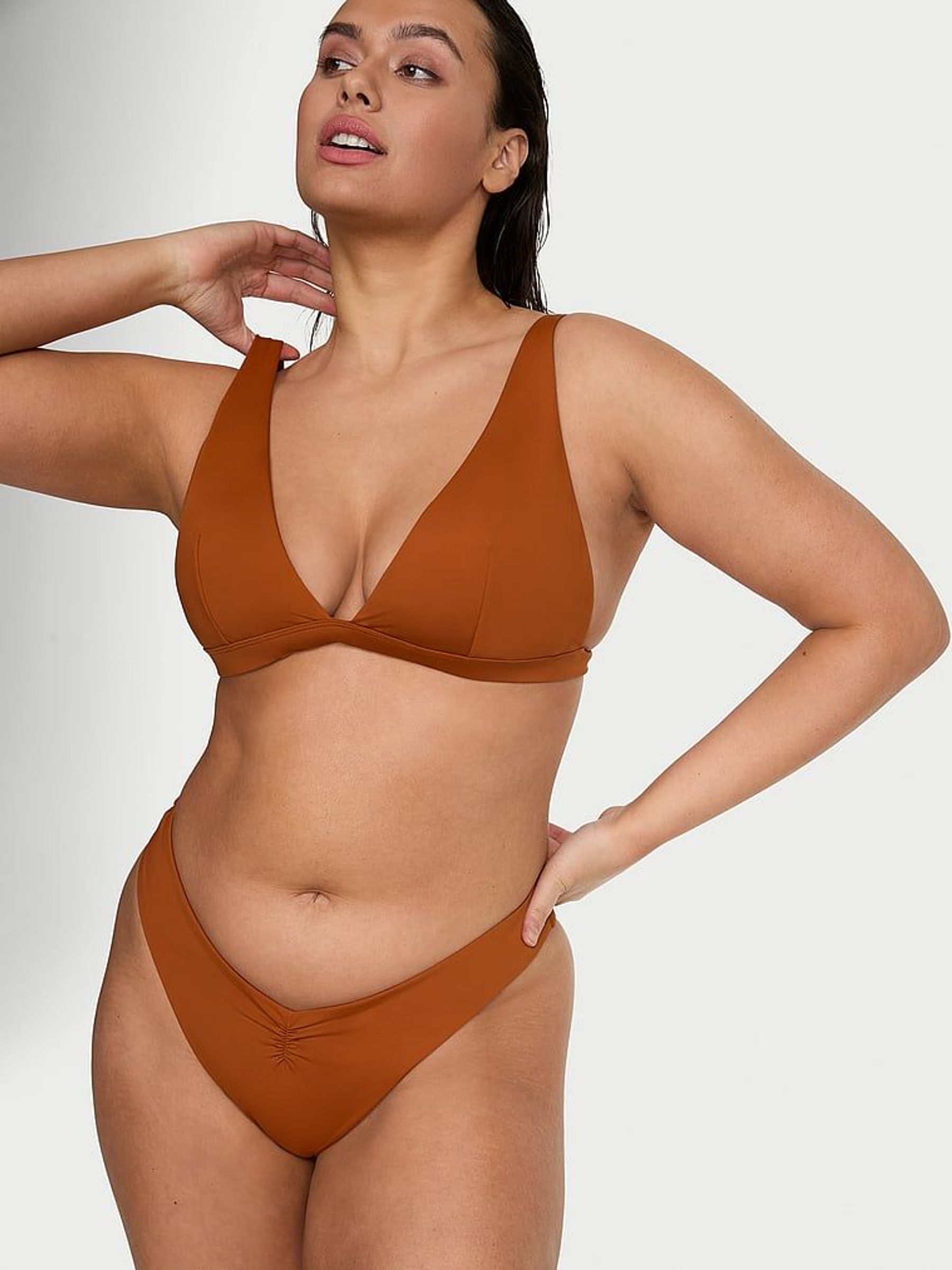 Cinnamon Brown Thong Bikini Bottoms (F15684) | €33